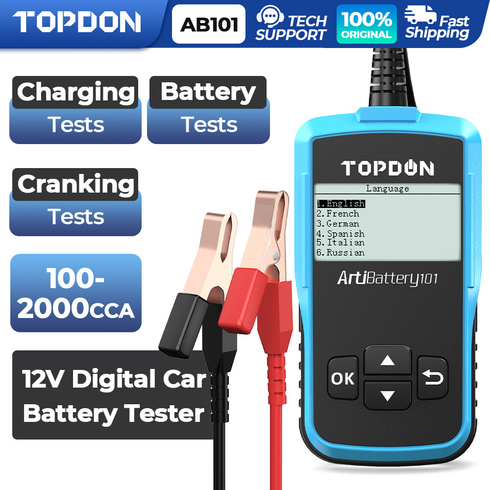 TOPDON AB101 Car Battery Tester 12V Load Tester Charging System Analyzer
