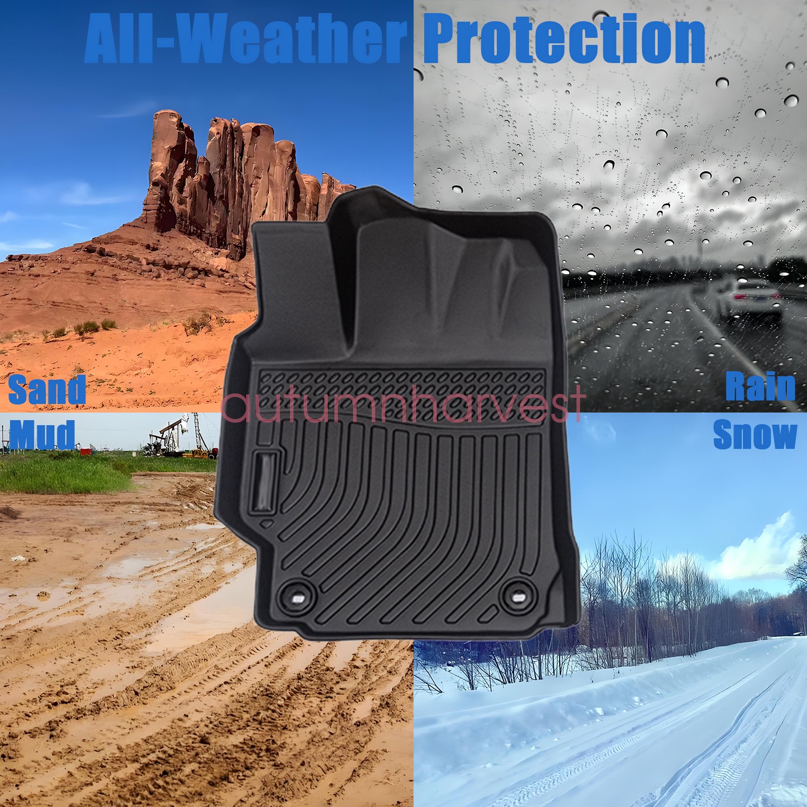 Floor Mats Liner For 2012-2017 Toyota Camry 4-Door Front & Rear All Weather TPE