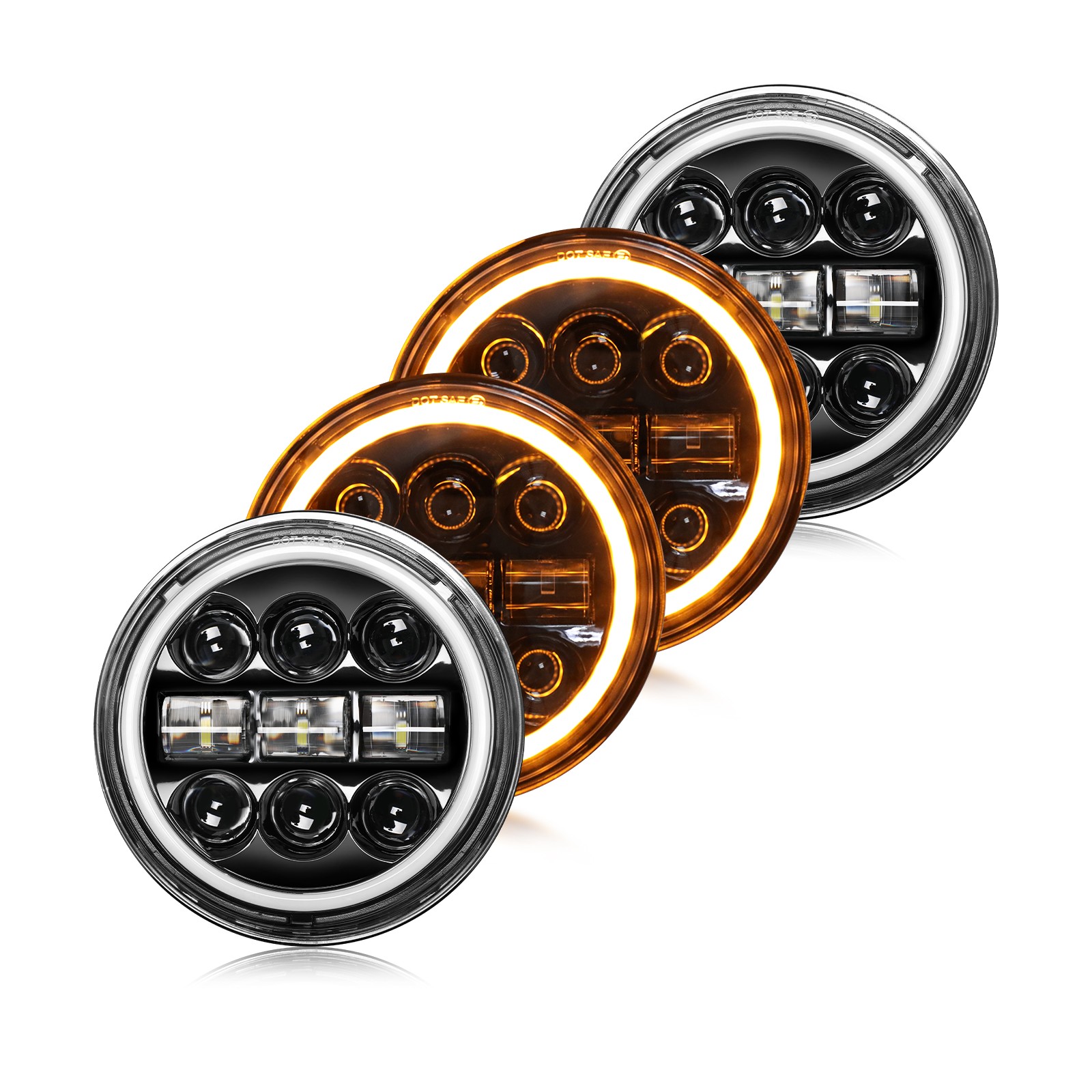For Dodge Charger 1966-1974 Car 4PCS 5.75inch LED Headlights Halo H5001 H5009