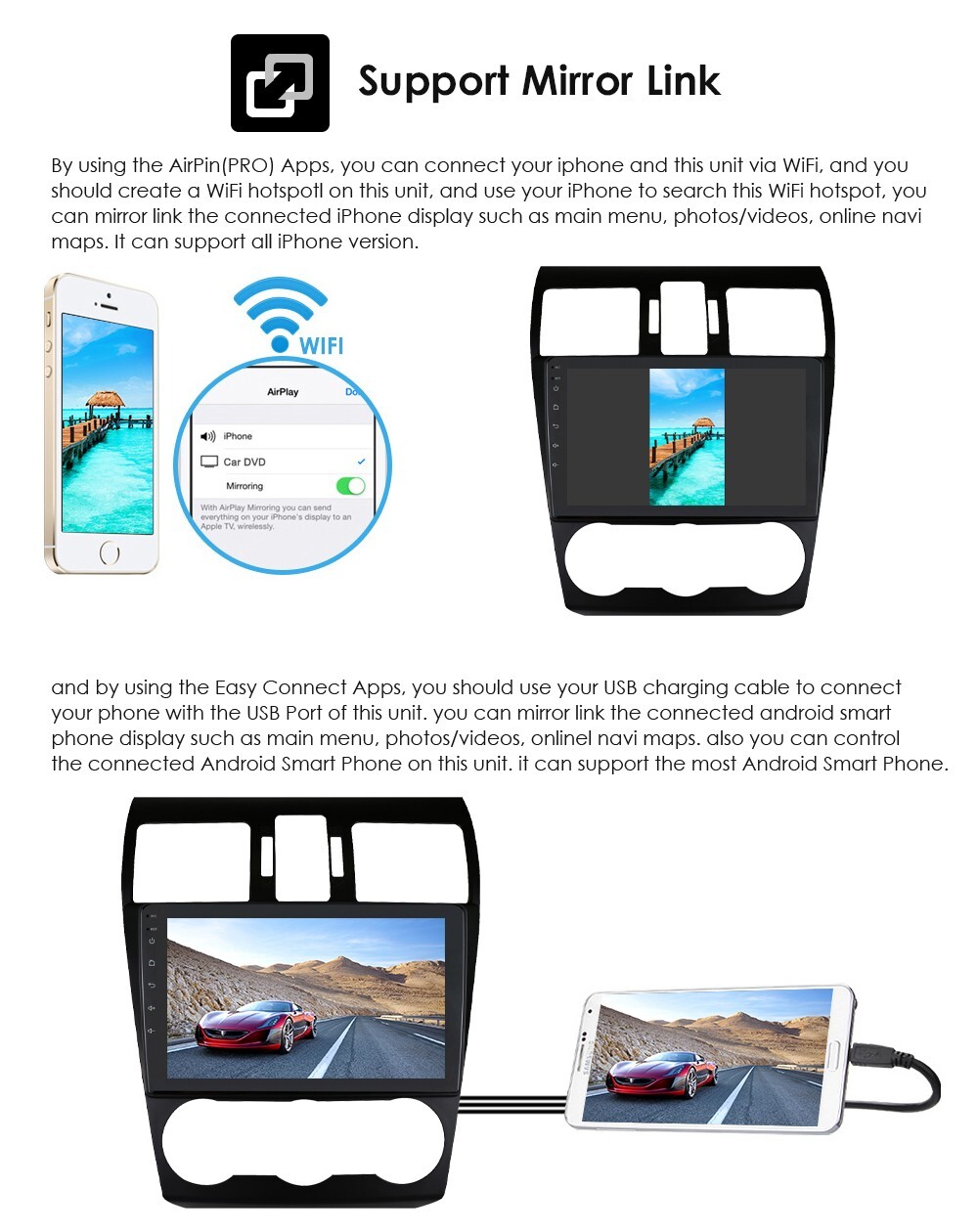 Plug&Play For 2015-2016 Subaru Impreza Android 14.0 Car Radio Apple Carplay GPS