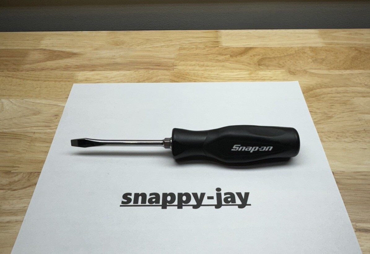 Snap-on Tools NEW BLACK 1/4″ Tip Soft Grip Flat Head Screwdriver SGD4B