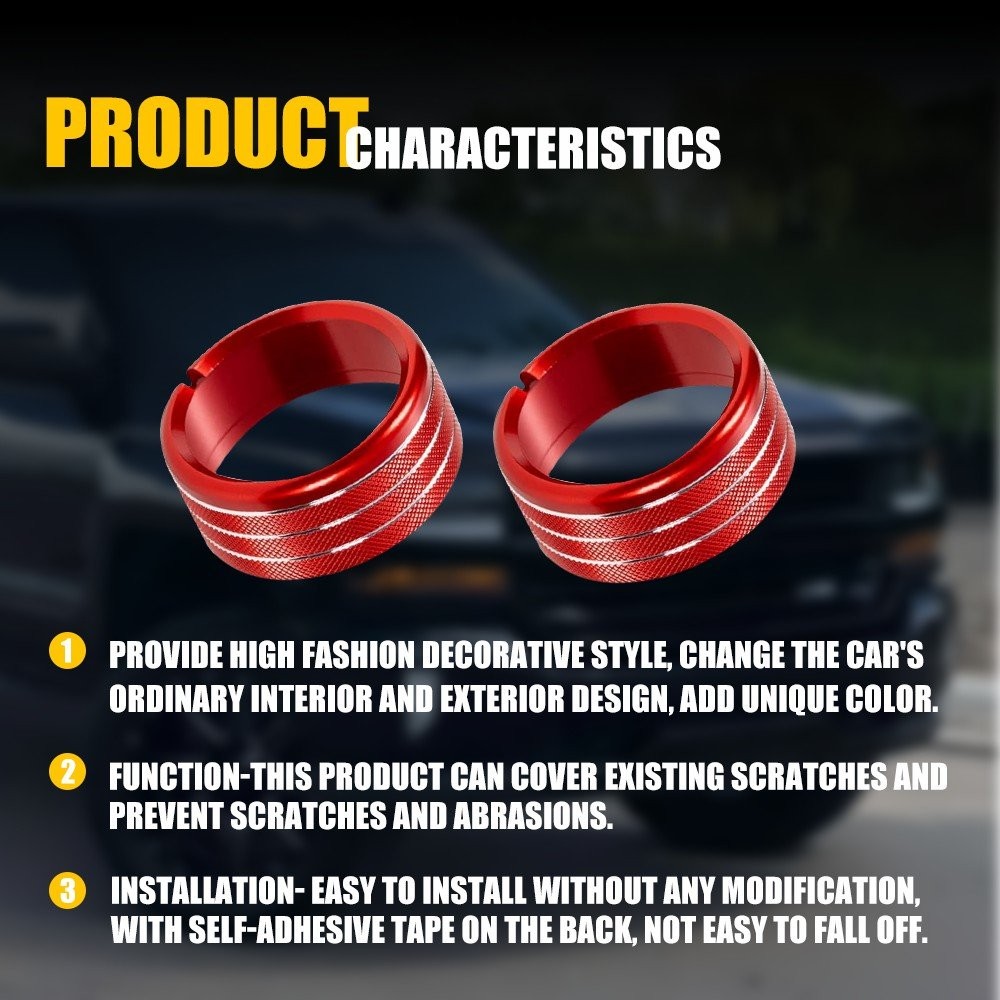 8 Console Center Switch Knob Decor Bezels Cover Ring For Chevy 2014-18 Silverado