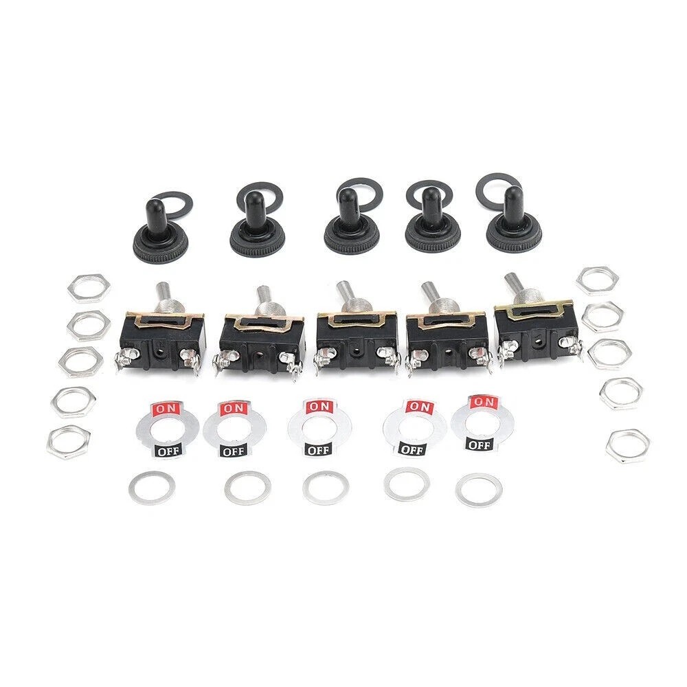 5X SPST Solid Metal Toggle Switch ON/OFF Single Pole for Marine / Automotive 12V