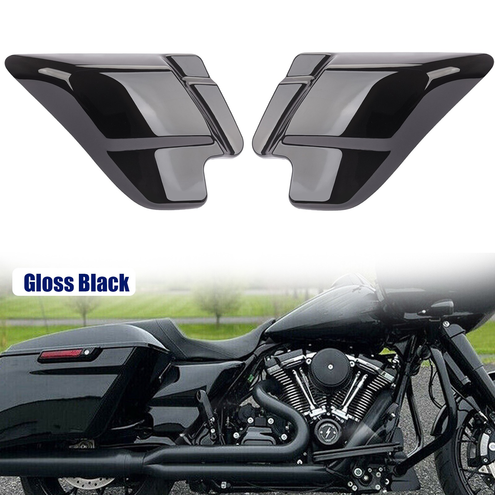 Vivid Black Side Cover Panel For Harley Touring Electra Road Glide 1997-2007