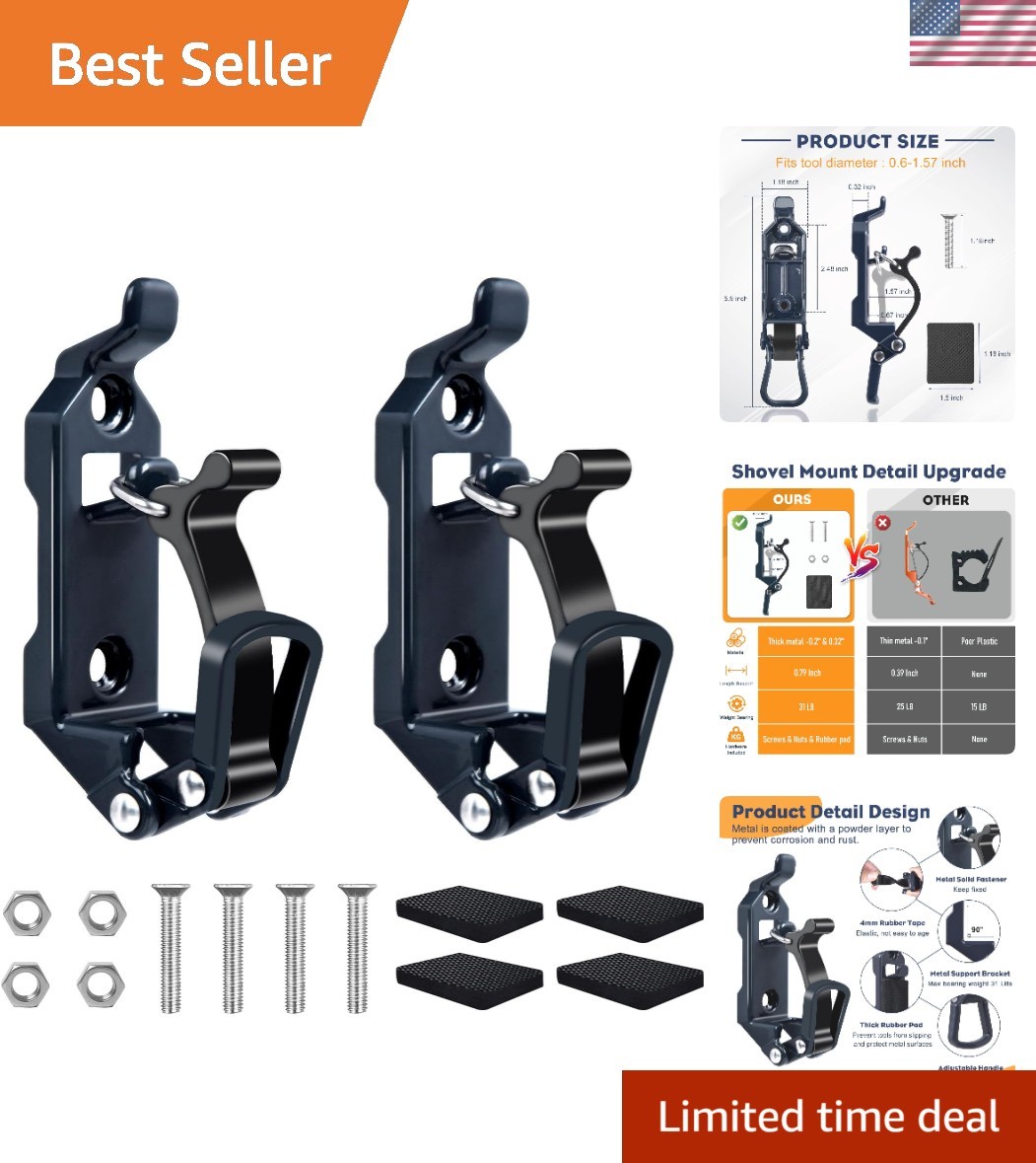 Heavy-Duty Roof Rack Shovel Mount – 2Pcs Adjustable Clamp with Non-Slip Pad