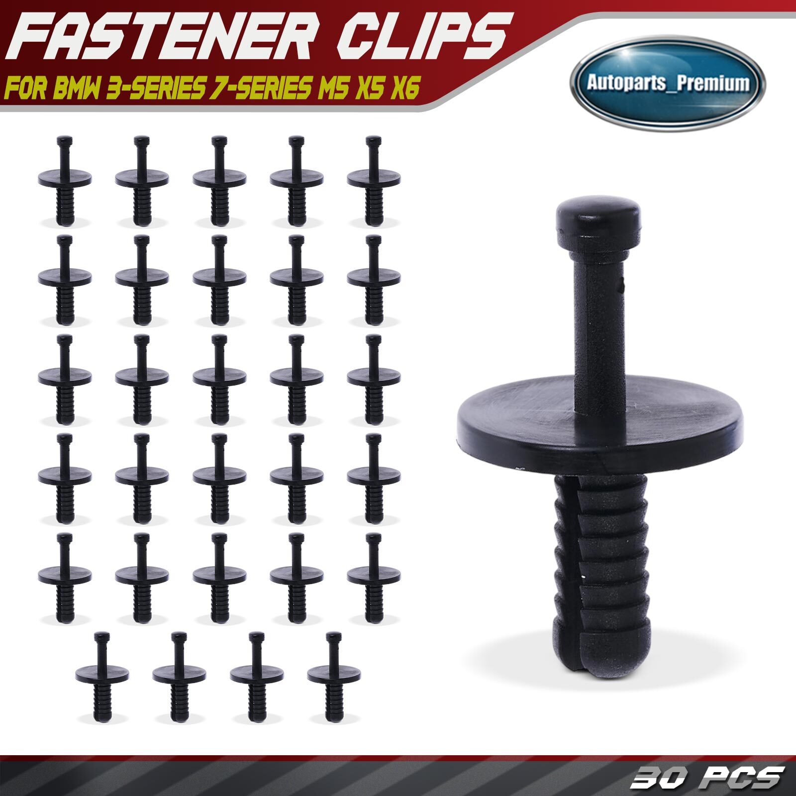 30Pcs 6.3mm Nylon Interior Trim & Engine Intake Duct Clip Retainer for BMW E30