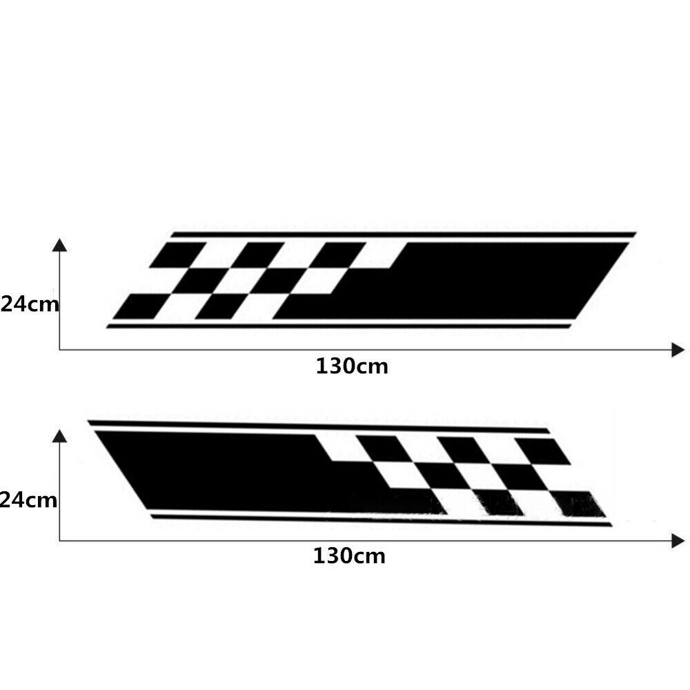 2x Racing Plaid Hood Side Door Fender Stripes Decal Stickers for Car Truck SUV