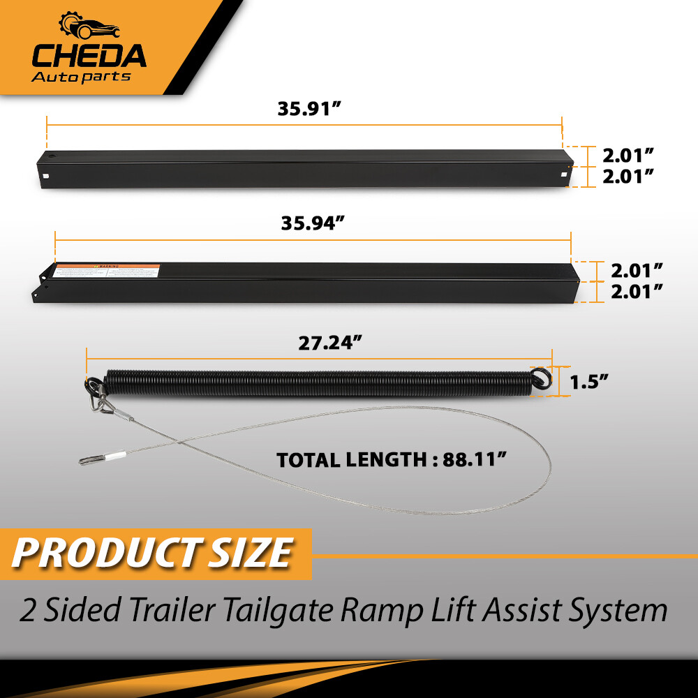 2 Sided Trailer Tailgate Liftgate Ramp Lift Assist System 350 Pounds Black New
