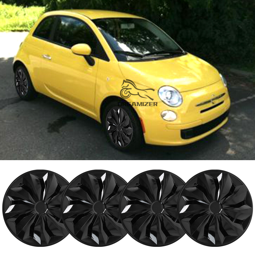 For Fiat 500 Set of 4 15″ Wheel Cover Hub Cap Snap On Fit R15 Tire Steel Rim