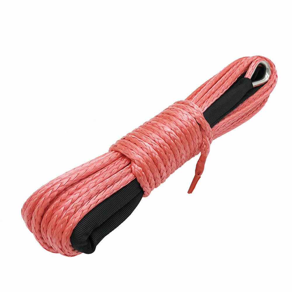 1/4″x50′ 10000LBS Synthetic Winch Rope Recovery Cable W/ Sheath ATV UTV Red #CL