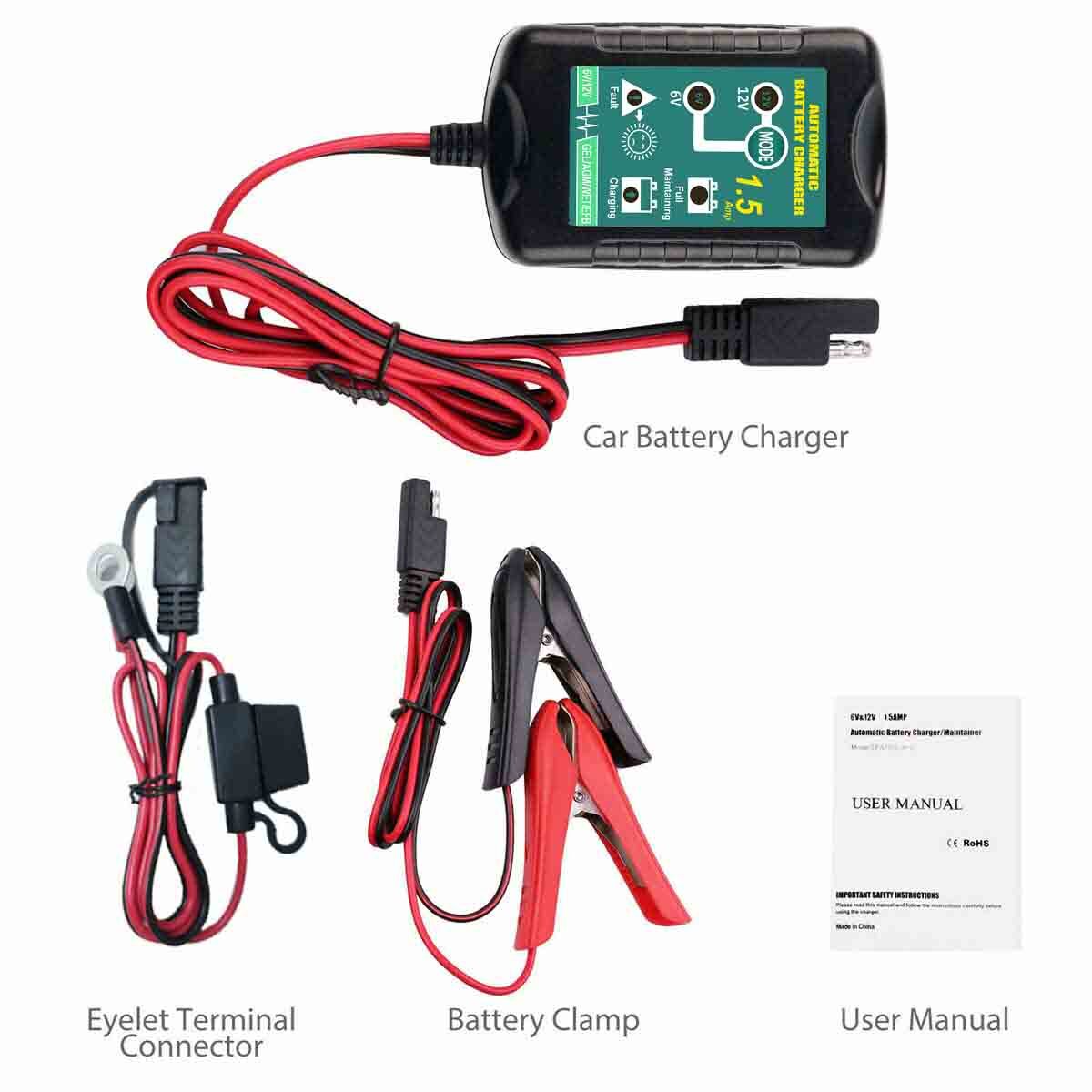 Battery Charger 12V 1.5 Amp For Interstate (SLA/AGM) Sealed Lead Acid Batteries