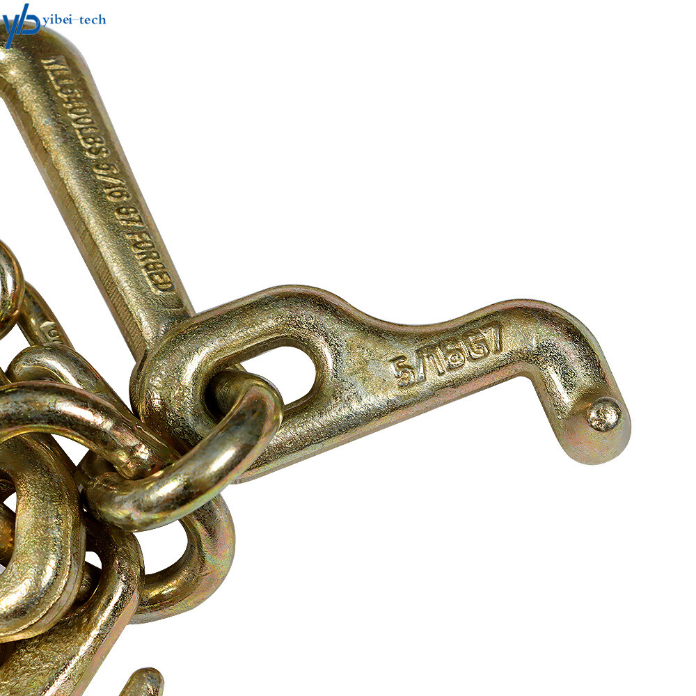 Transport Tow Chain J Hook Long Shank w/ R T J & Grab Hook 2 G70 5/16”x10′