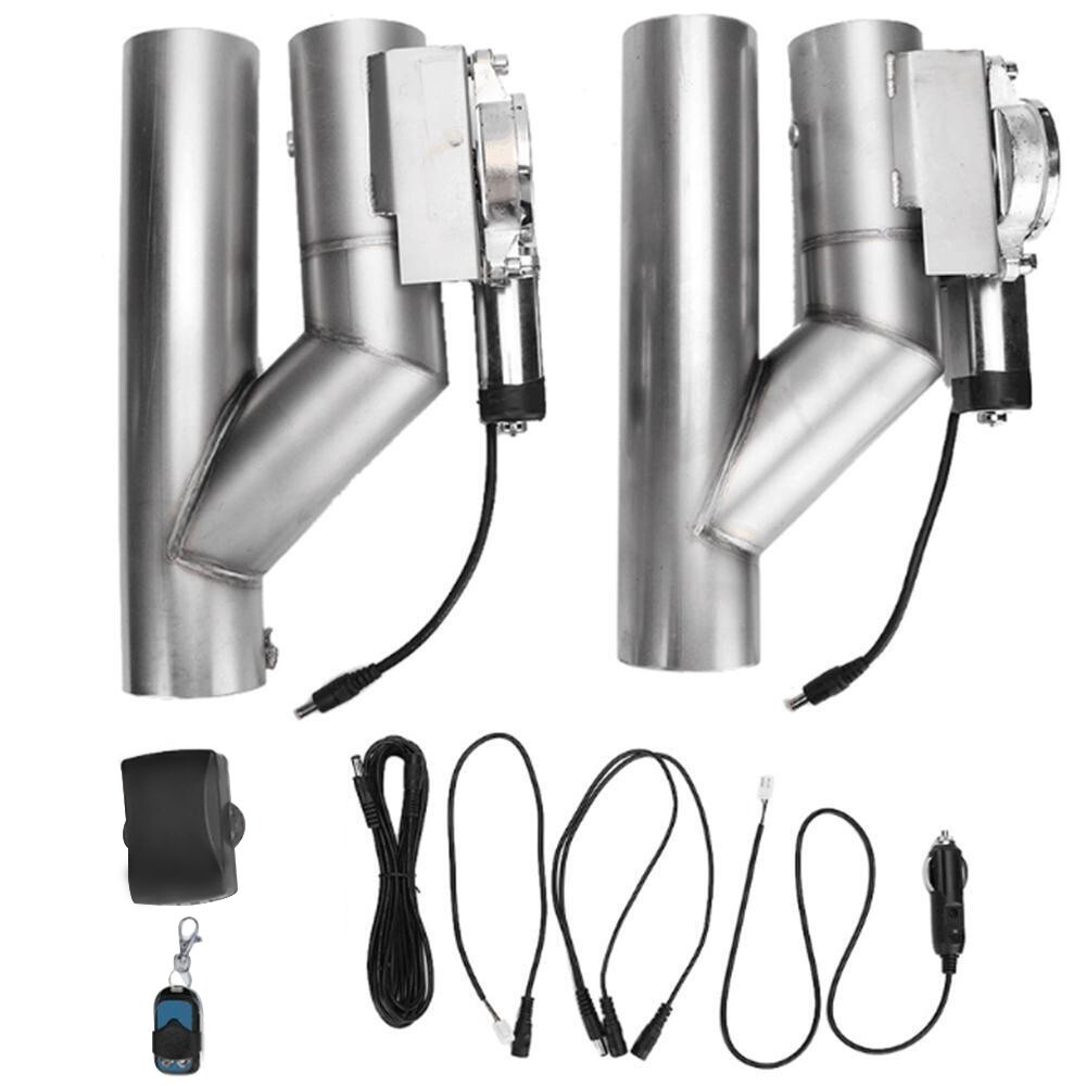 2pcs 2.5″ Electric Downpipe E-Cut Out Valve + One Controller Remote Kit