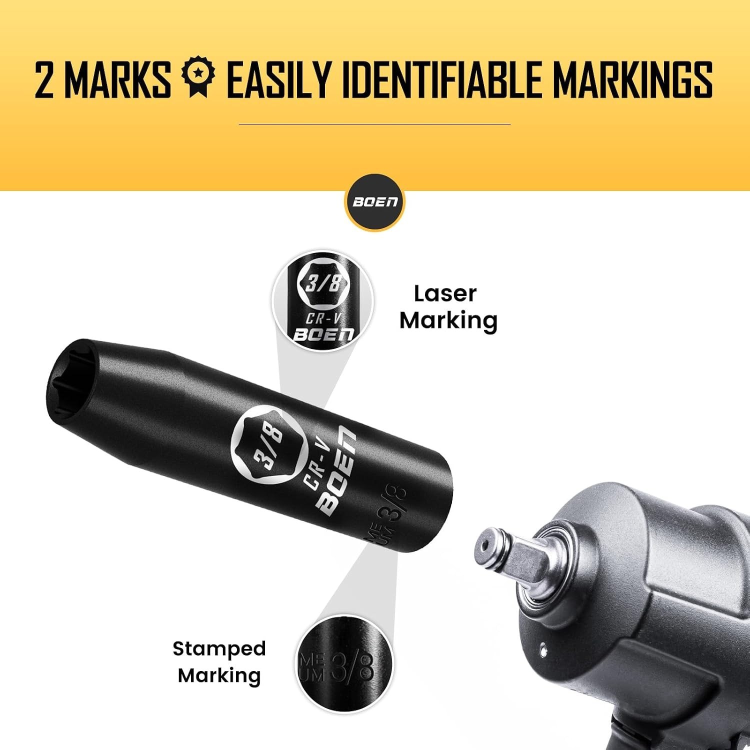 1/2″ Drive Deep Cr-V Impact Socket – 3/8″ with Manganese Phosphate Coating