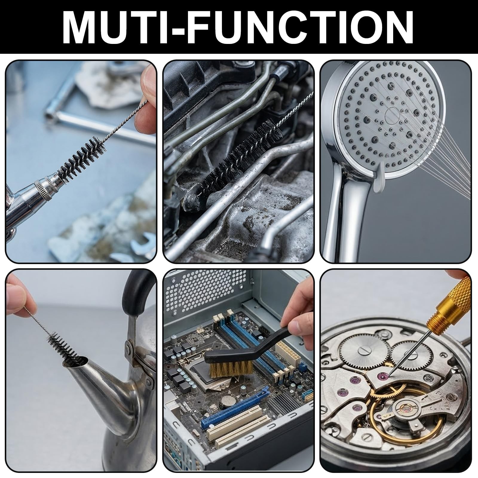 Carburetor Cleaning Kit Includes 7 Nylon Brushes, 23 Needles | 1 Single-head