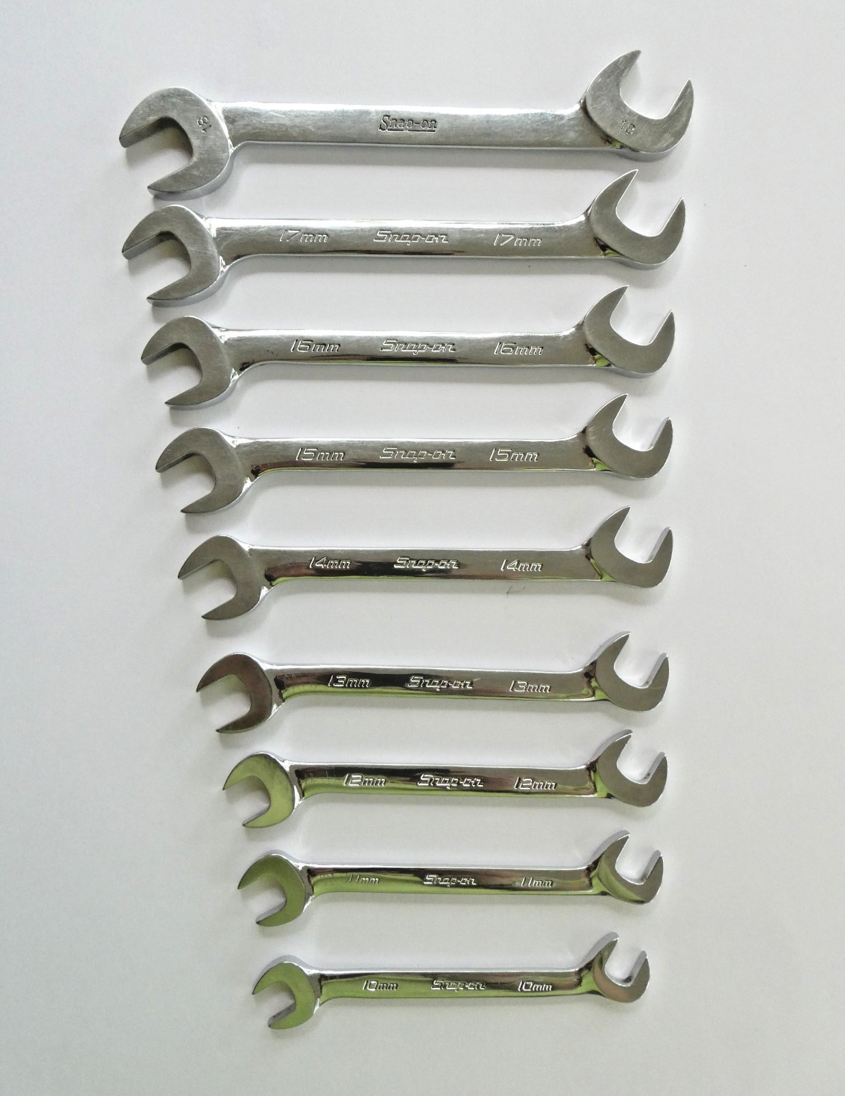 Snap-on Tools Four-Way Angle Head Open-End Wrench Metric 9 pc Set Made In USA