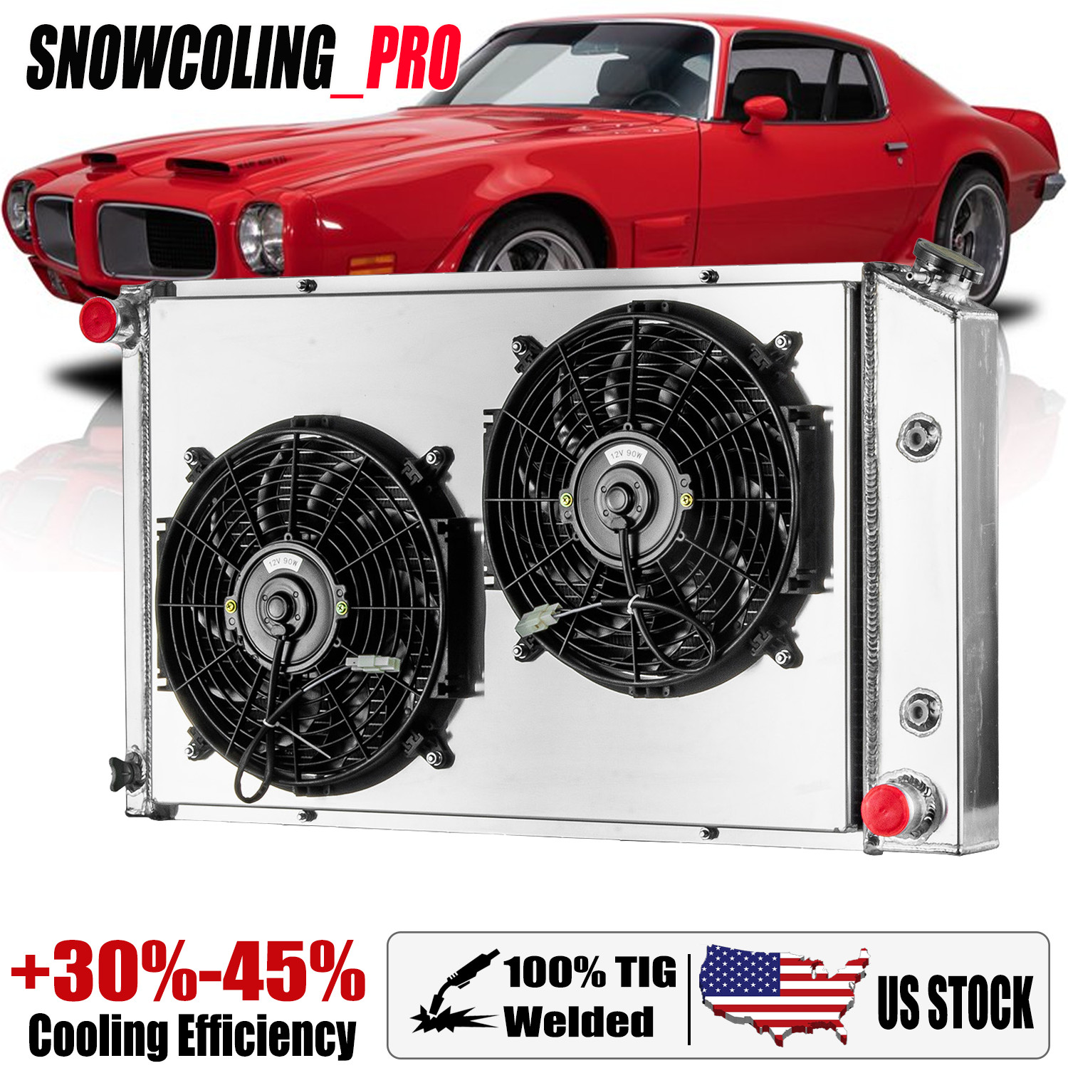 Aluminum 4Rows Radiator+Shroud Fan Fits 1970-1981 Pontiac Firebird 5.7L 6.6L AT