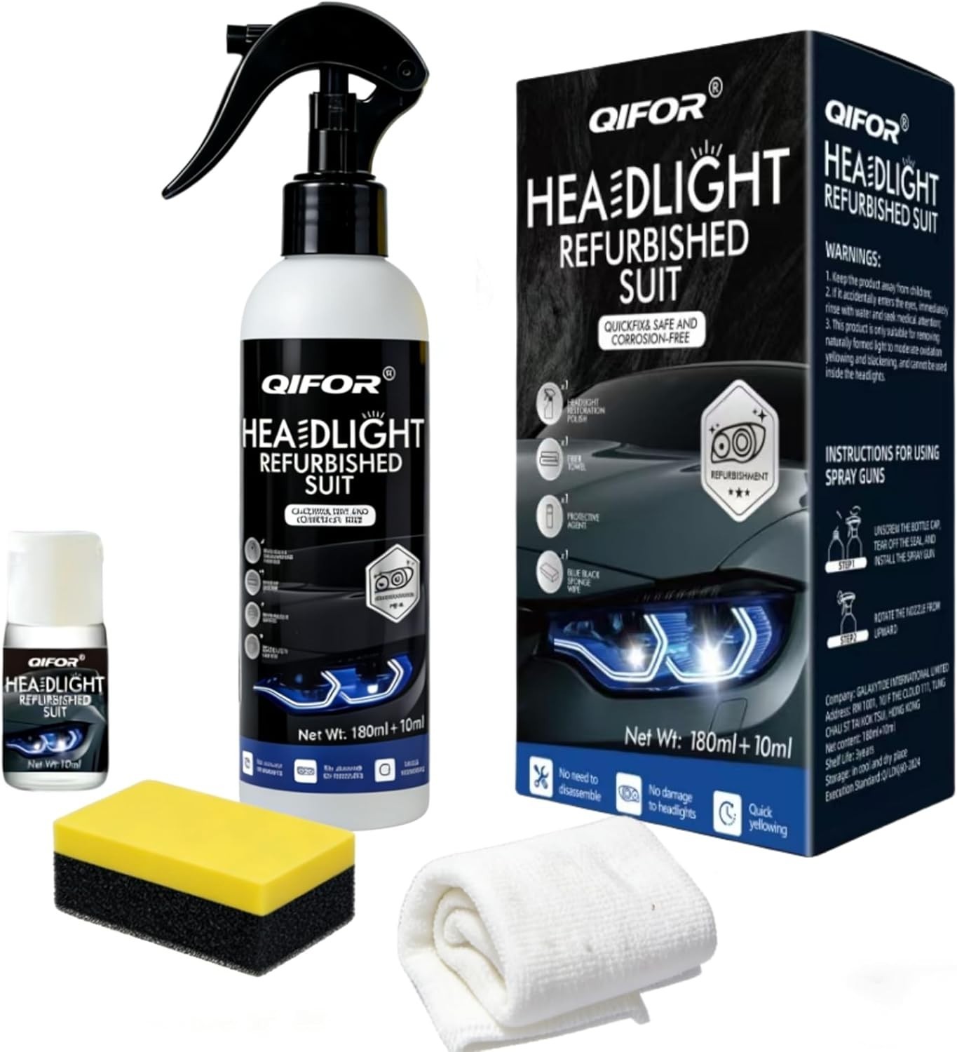 QIFOR Automotive Headlight Restoration kit – 6.76 fl oz