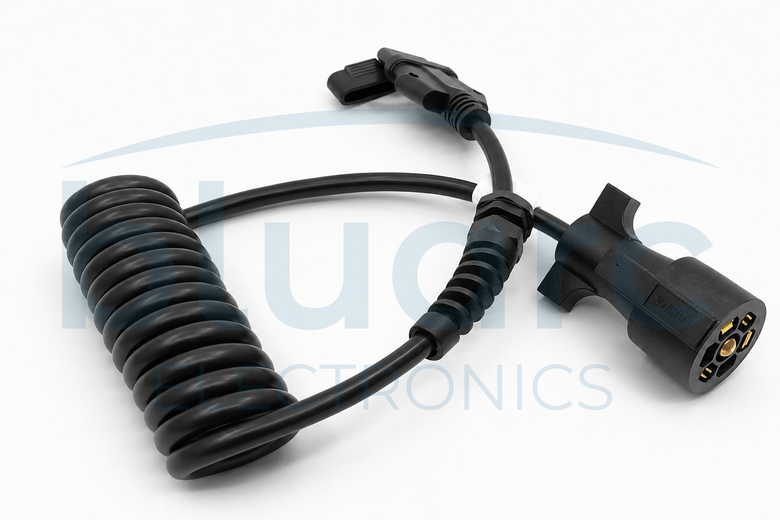 7 Way Round to 5 Way Flat Coiled Trailer Adapter w/ Trailer Clip (6′) UV Coating