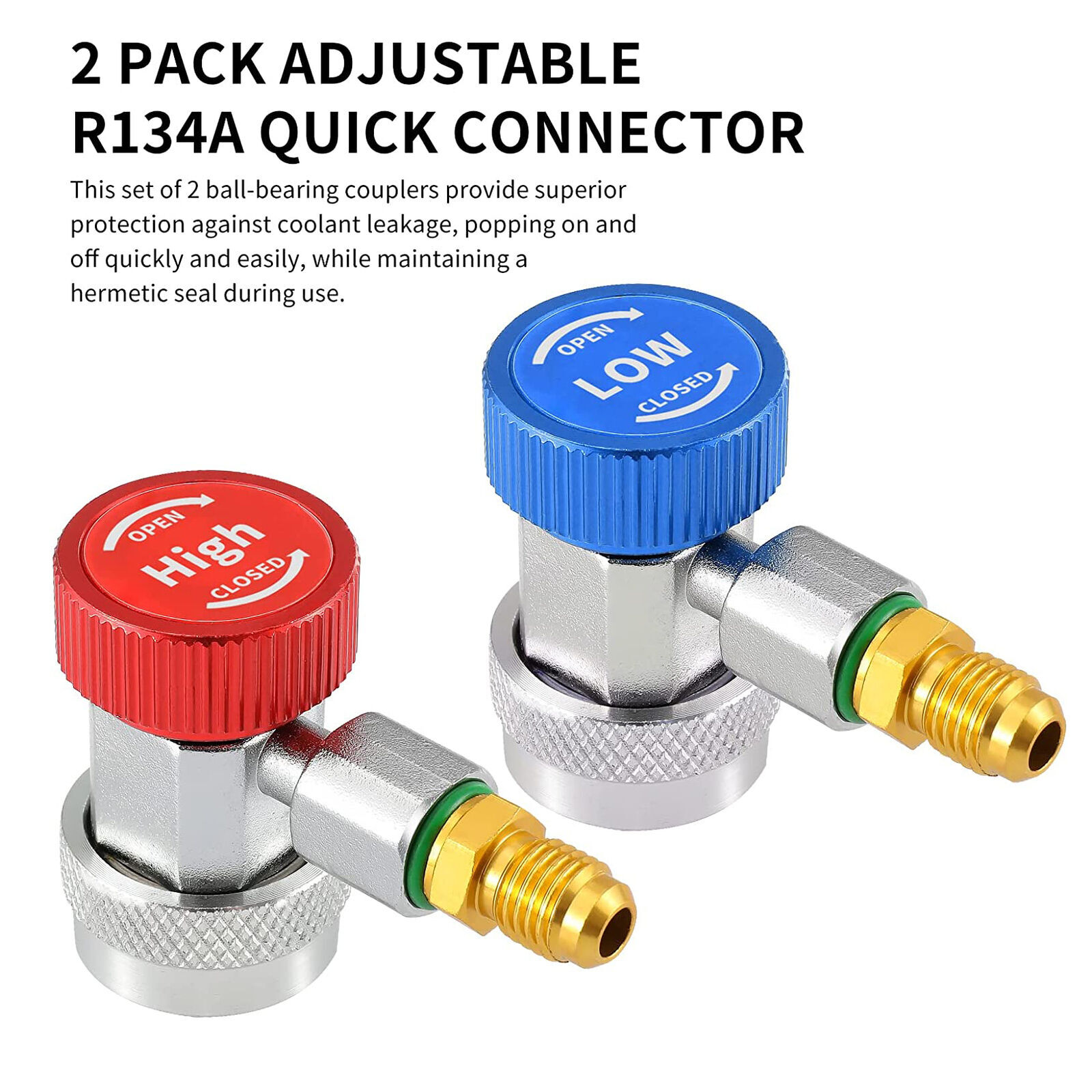 NEW Car AC Port Quick Snap-on Coupler Adapter R134a HVAC 1/4″Flare-Manifold USA