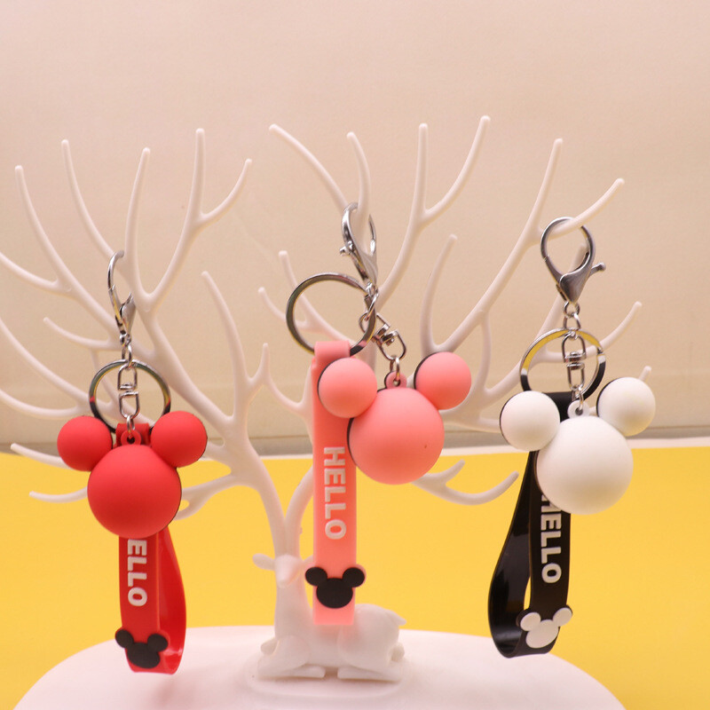 PVC Soft Silicone Rubber Cute Cartoon Mickey Head Keychain for Key or Decoration