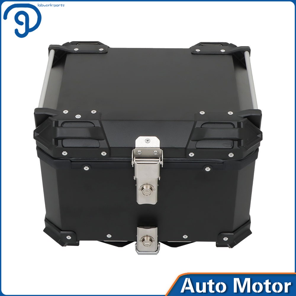 Motorcycle Top Case Tail Box 45L Aluminum Trunk Luggage Storage Rear Tour Box