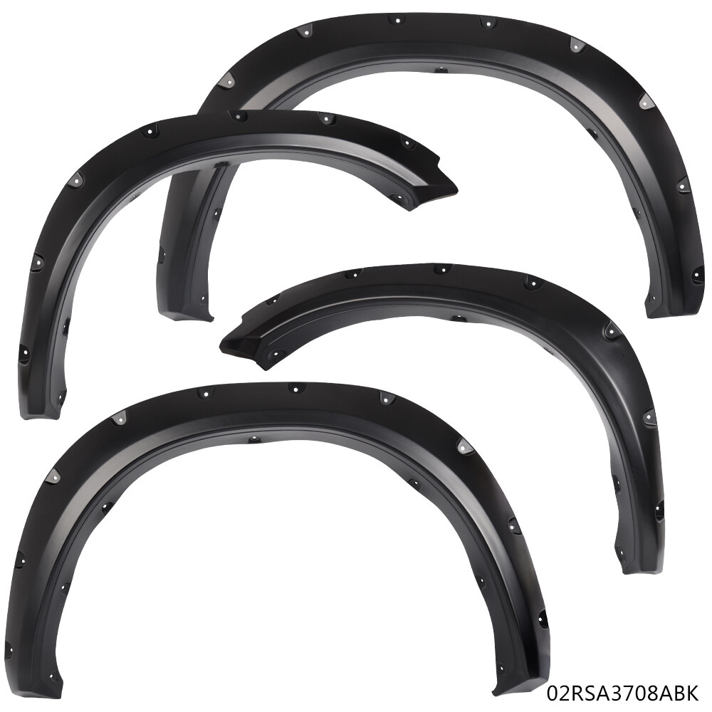 FIT FOR 09-22 DODGE RAM 1500 3″ SMOOTH POCKET-RIVETED WHEEL FENDER FLARES 4PCS