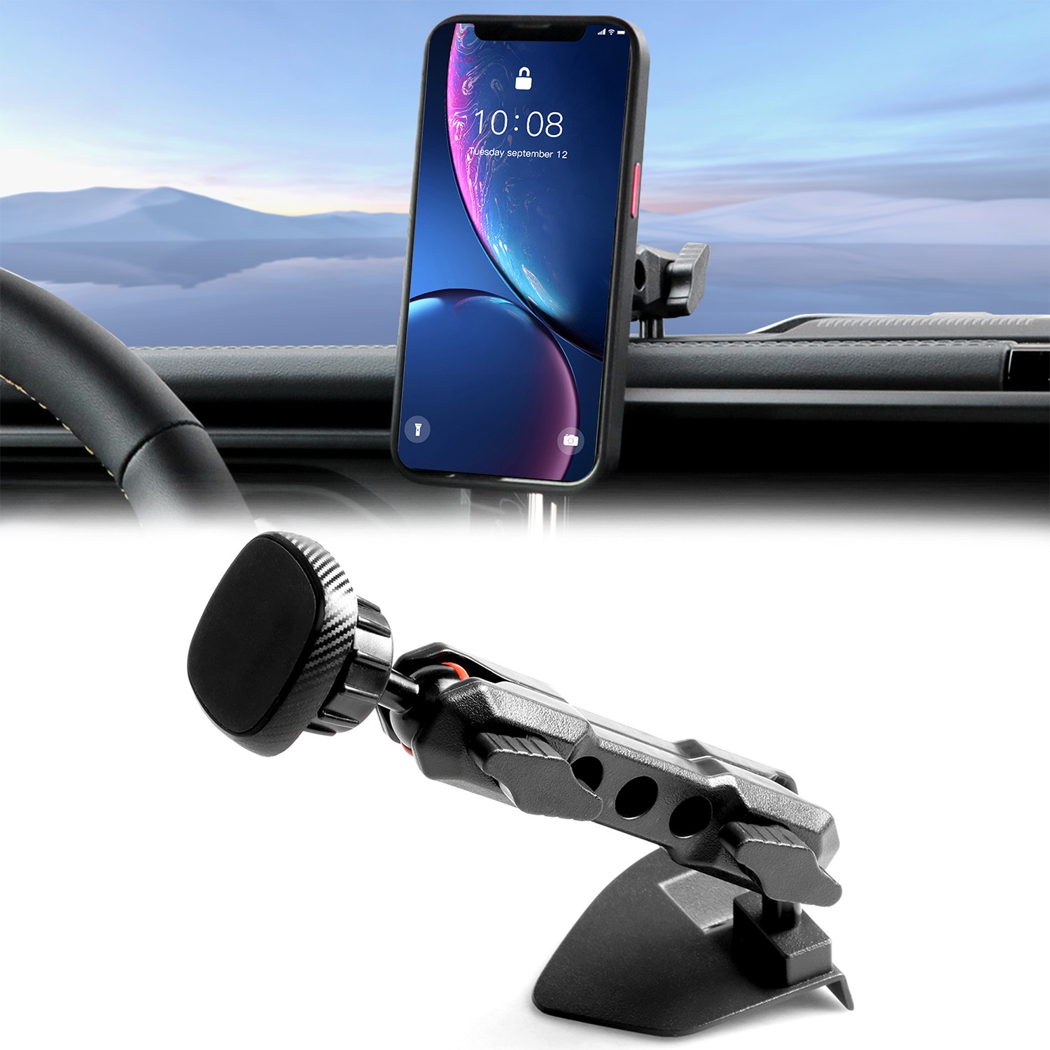 ABS 360° Adjustable Phone Holder Magnetic For 2018-2023 Jeep Wrangler JL 2/4Dr