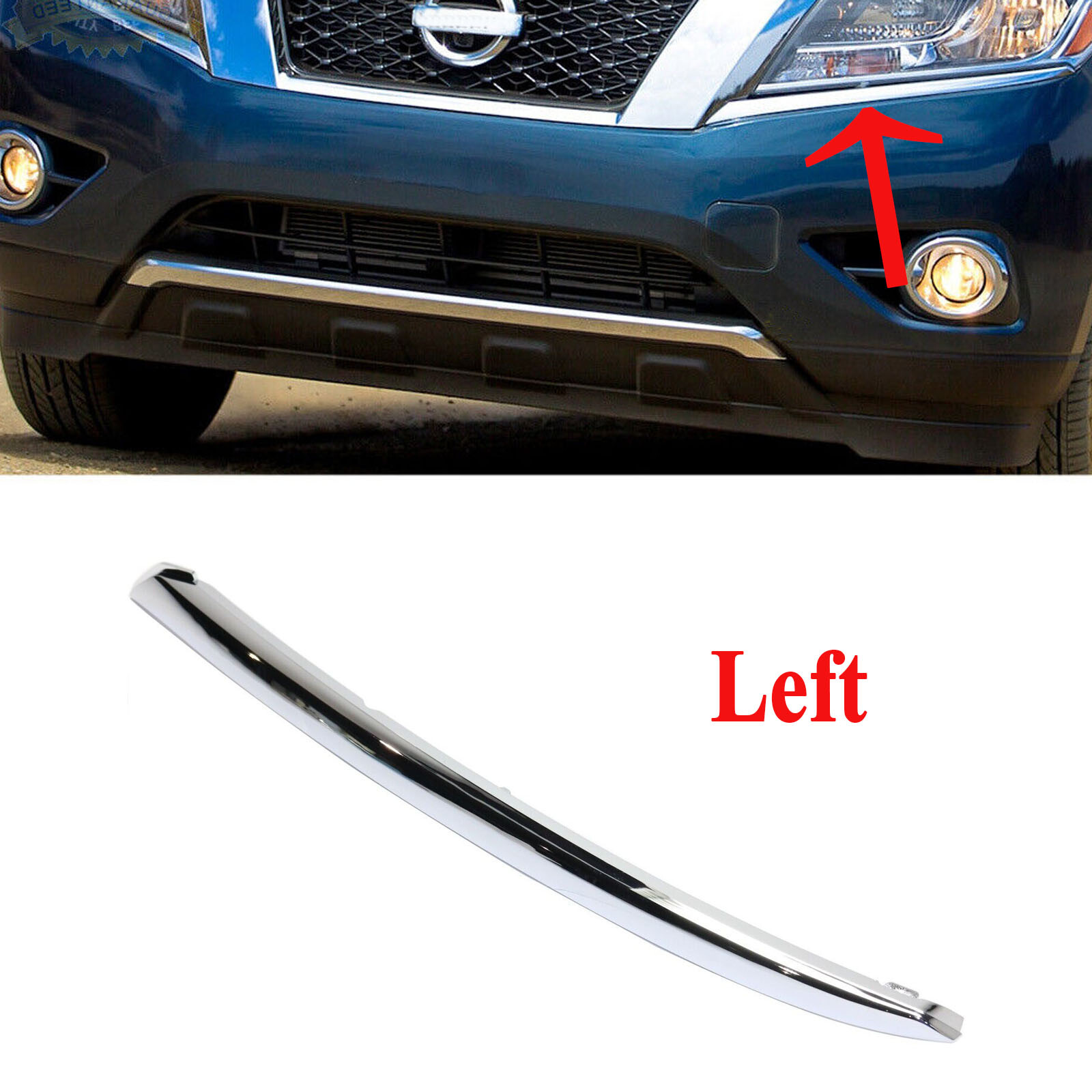 Bumper Trim Set For Nissan Pathfinder 2013-2016 Front Left Right Lower Chrome