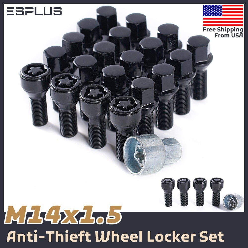 20x Genesis/Lexus/Maserati/Renault Wheel Lock Bolt M14x1.5 Black 28mm Shank