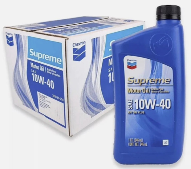 Chevron Supreme 10W-40 Synthetic Blend Motor Oil, Case of 12 – 1 Quart Bottles