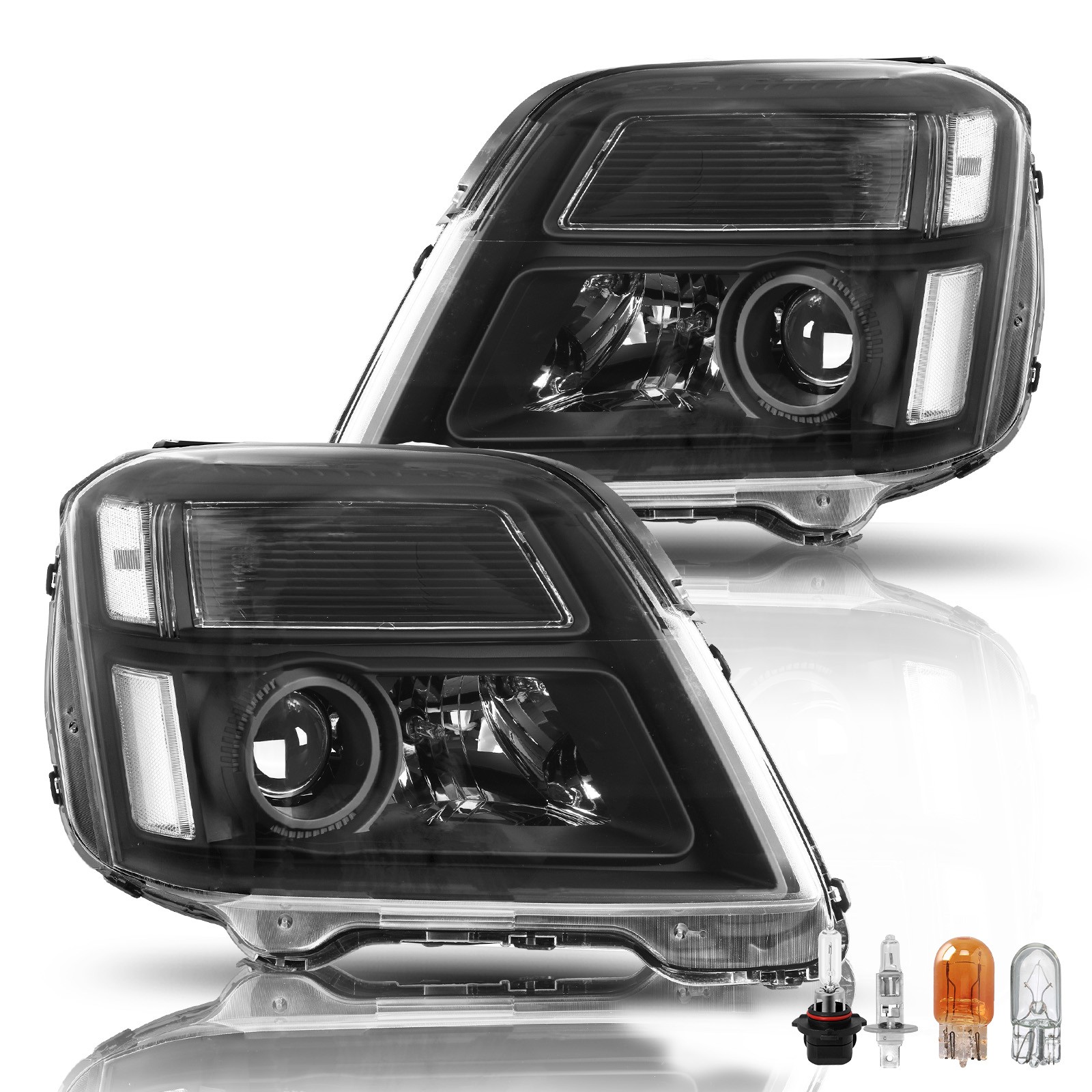 For 2010-2015 GMC Terrain Halogen Projector Black Headlights Headlamp Left&Right
