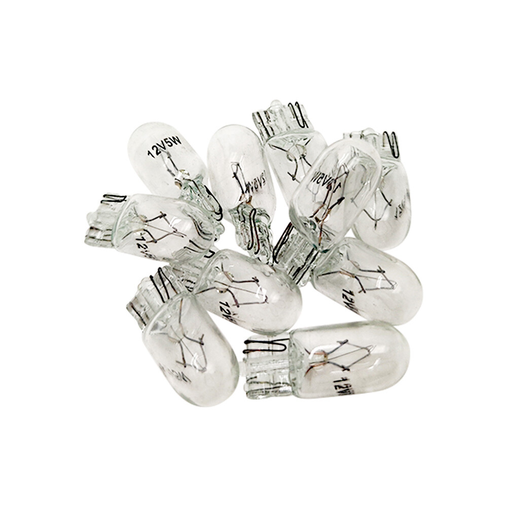 BULK BOX of 100 194 5W Clear Wedge Incandescent Instrument Panel Light Bulbs T10