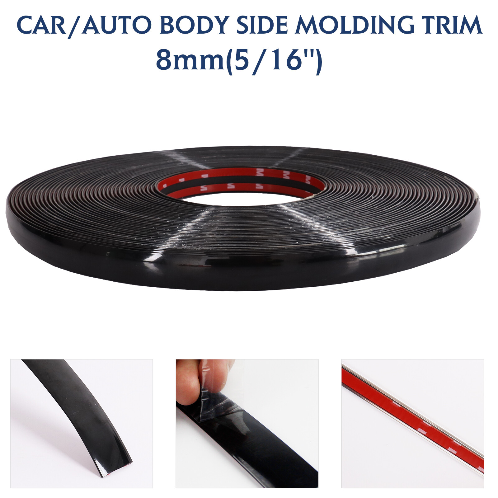 Black Out Body Side Molding Trim Strip Car Doors Cabin Roof Trunk Decoration Lot