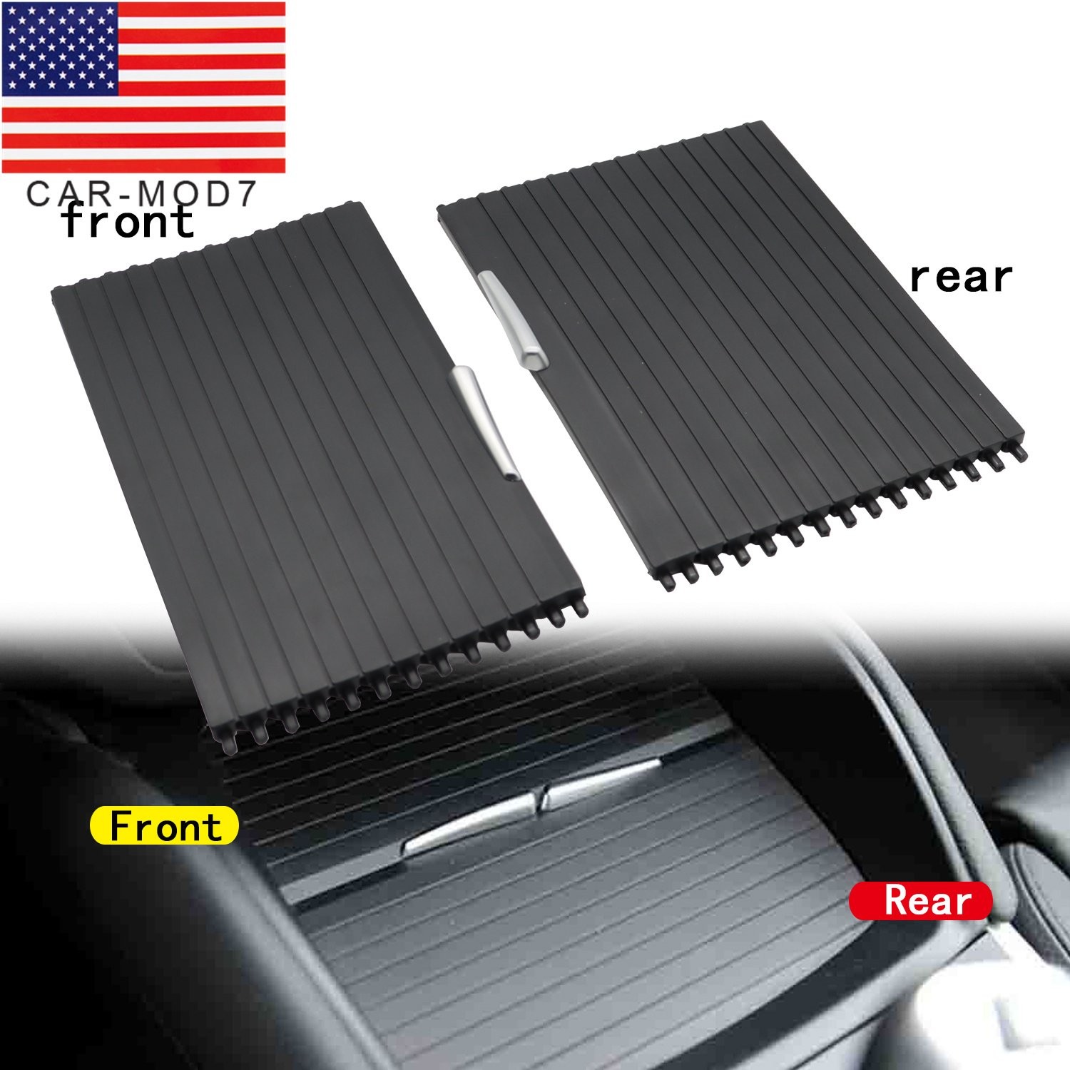 2PCS Console Cup Holder Roller Blind Cover Tray For 2007-2014 BMW X5 X6 E70 E71