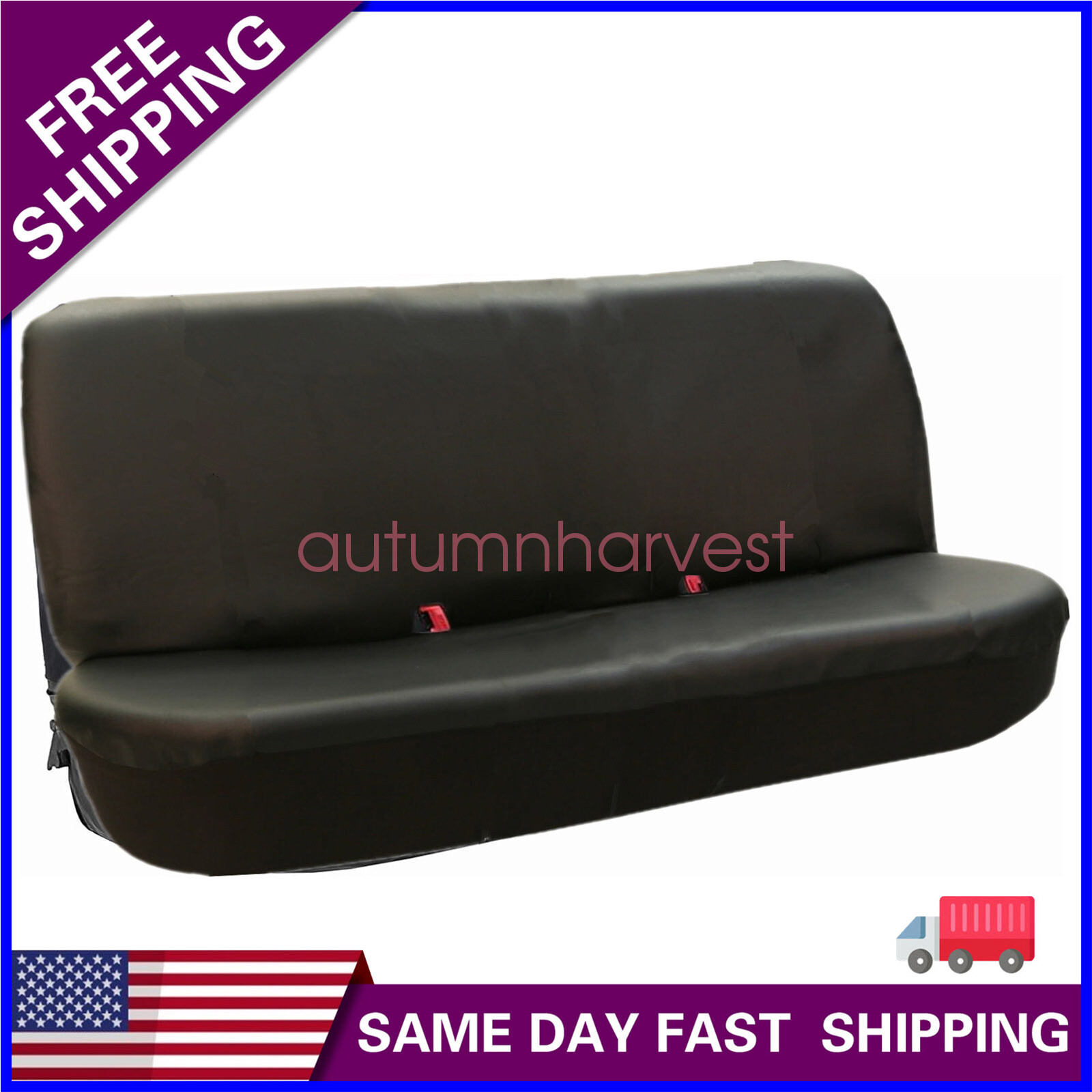 ( New )Universal PU Synthetic FULL SIZE Bench Truck Seat Cover Black Deluxe