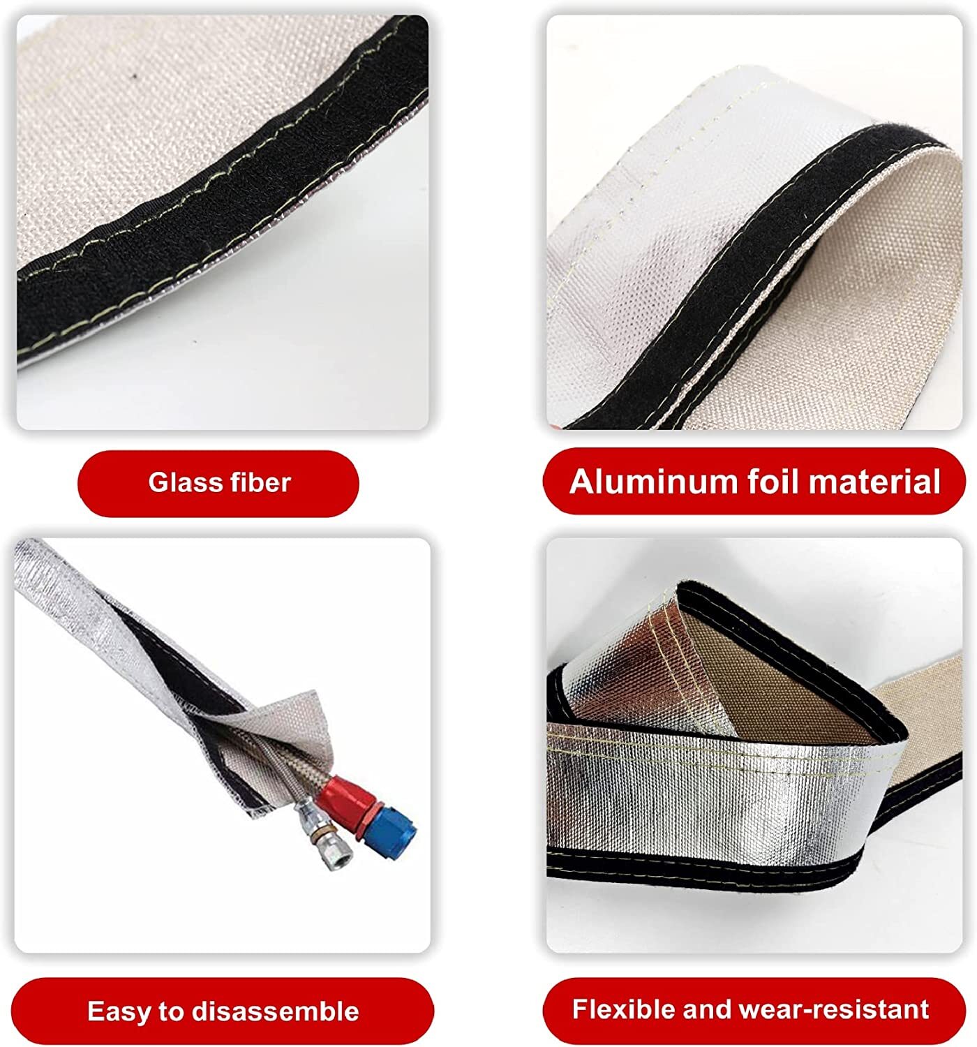 10’Heat Shroud Sleeve Aluminized Sleeving Heat Shield Fuel Line Wire Heat Sleeve