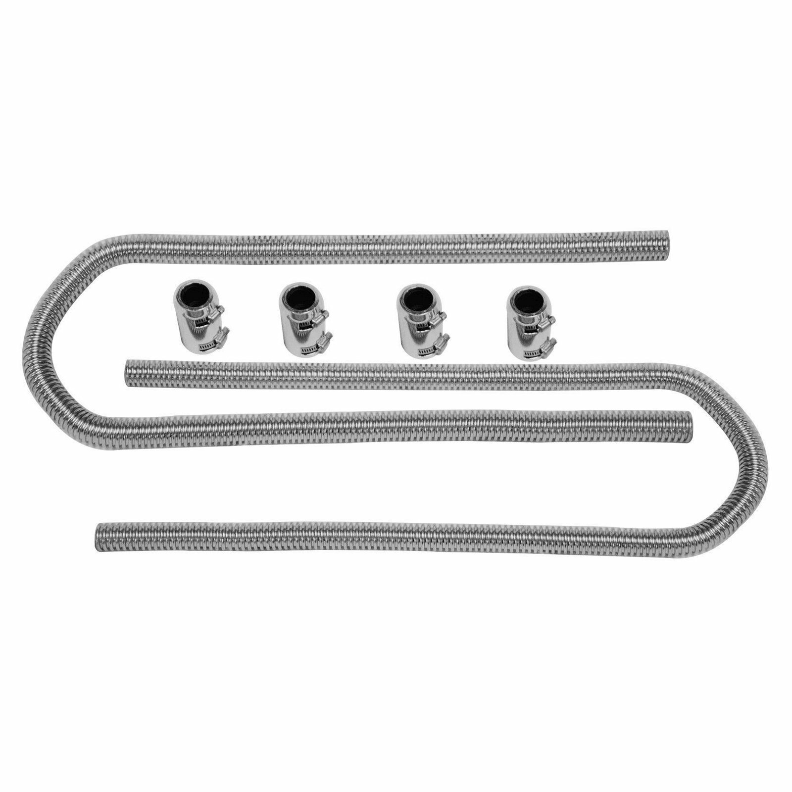 44″ Chrome Stainless Steel Universal Flexible Heater Radiator Hose Caps Kit Set