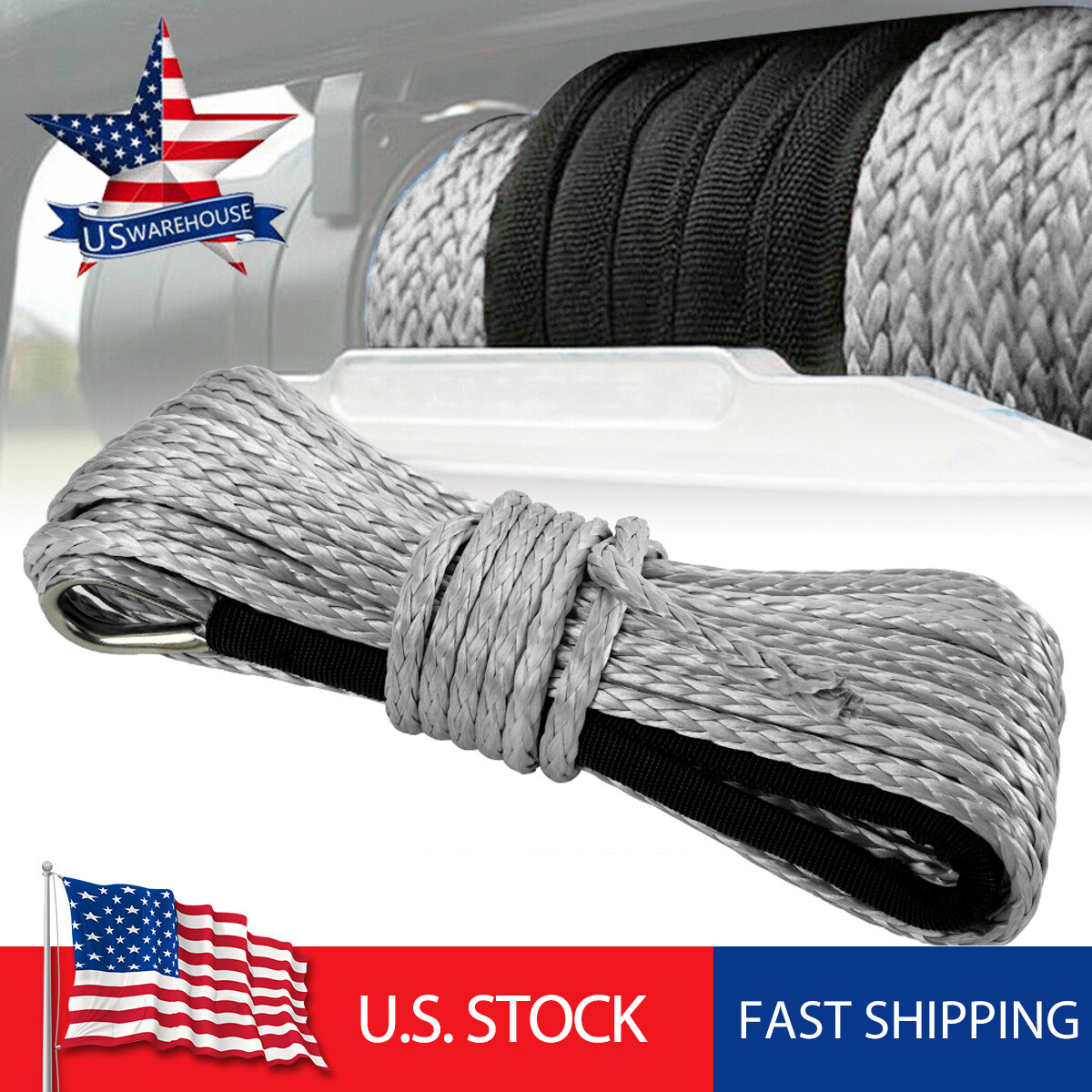 1/4″x50′ 10000LBS Synthetic Winch Rope Recovery Cable 4WD ATV UTV w/ Sheath US