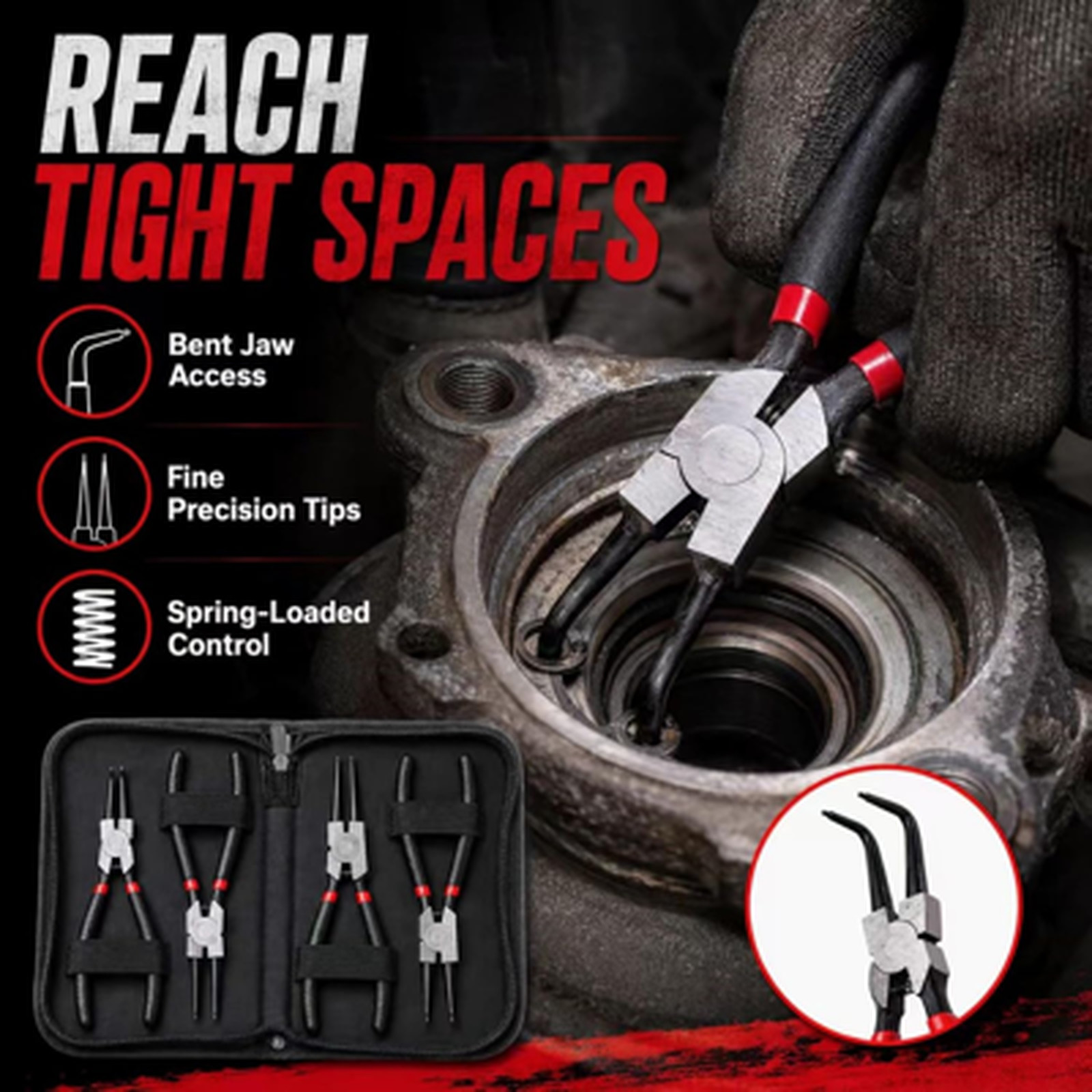 Snap Ring Pliers Set 7 Inch Internal External Circlip Tools 45# Steel Repair