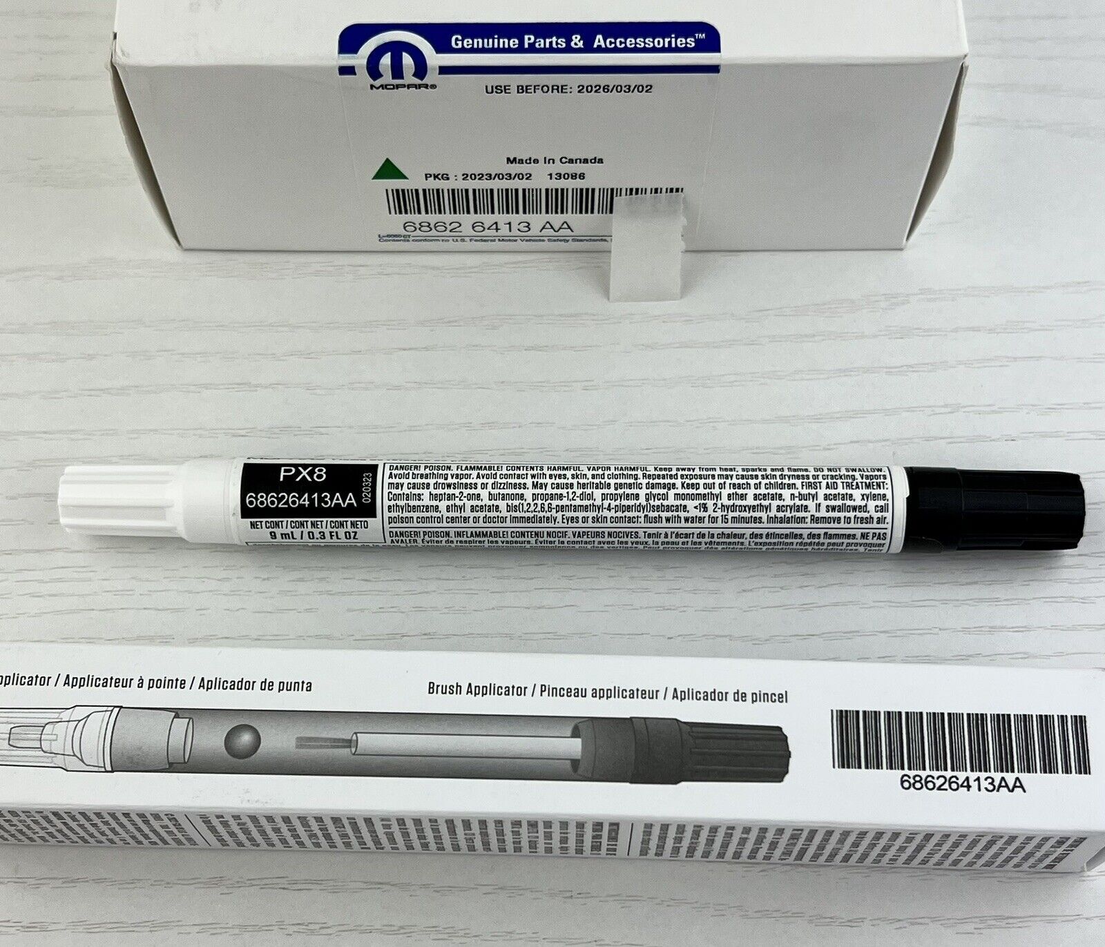 JEEP DODGE CHRYSLER PX8 GLOSS PITCH BLACK TOUCH UP PAINT PEN & BRUSH NEW MOPAR
