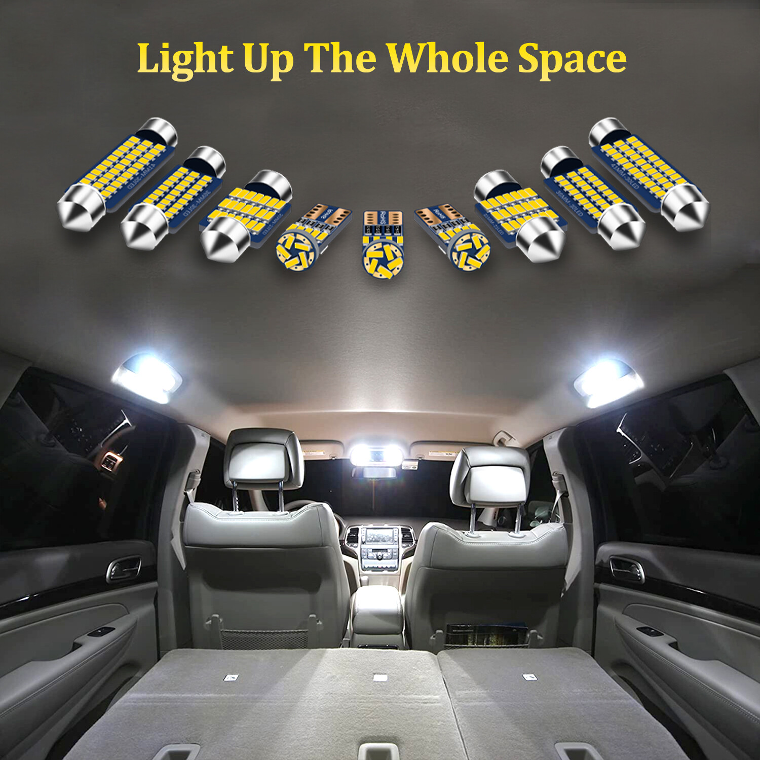 17x T10 36MM White Interior LED Lights Package Kit For 2011-2021 Dodge Durango