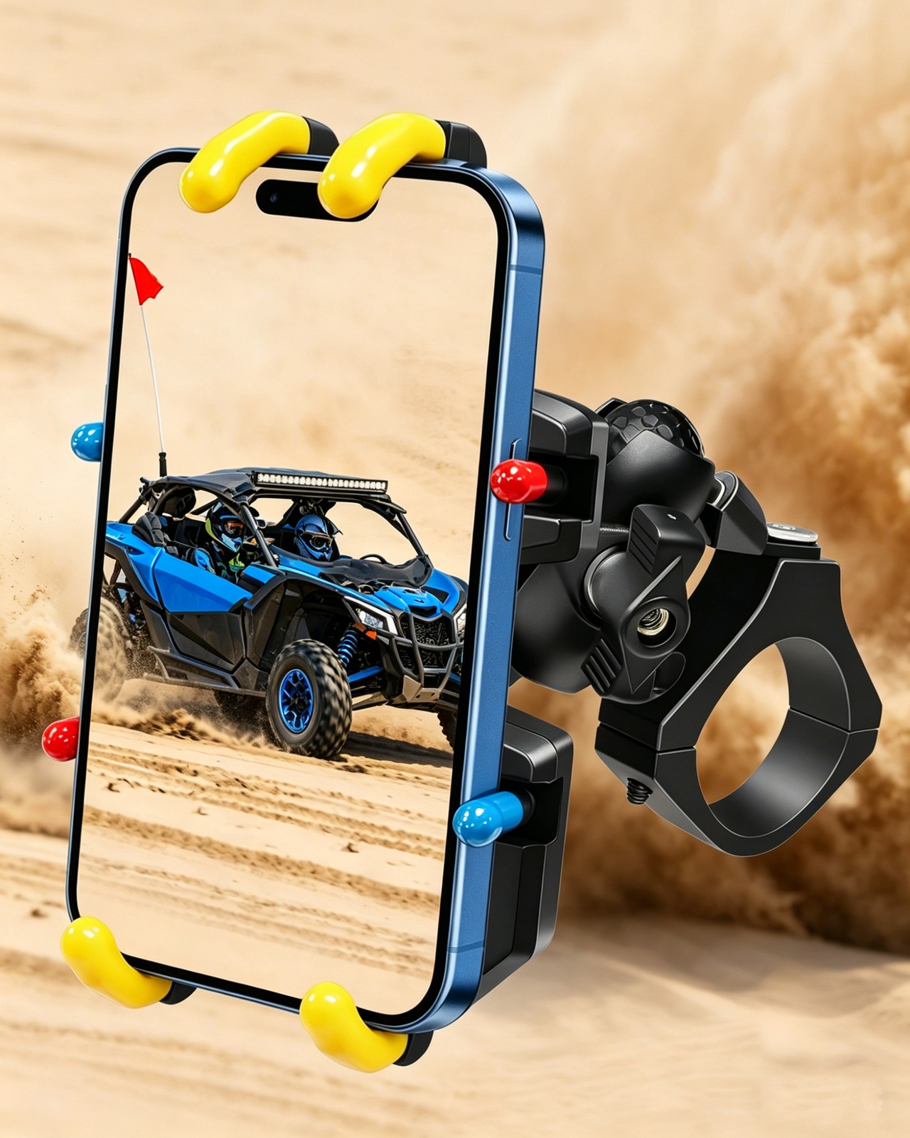 UTV Phone Mount 360° Adjustable Phone Holder 8 Claws Fits 1.75″-2″ Round Tube