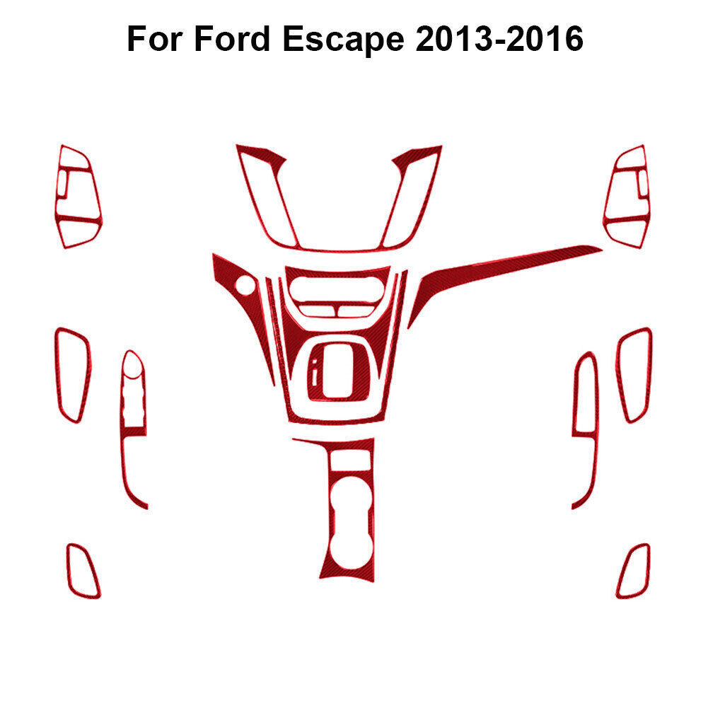 16Pcs Red Carbon Fiber Full Interior Kit Cover Trim For Ford Escape 2013-2016