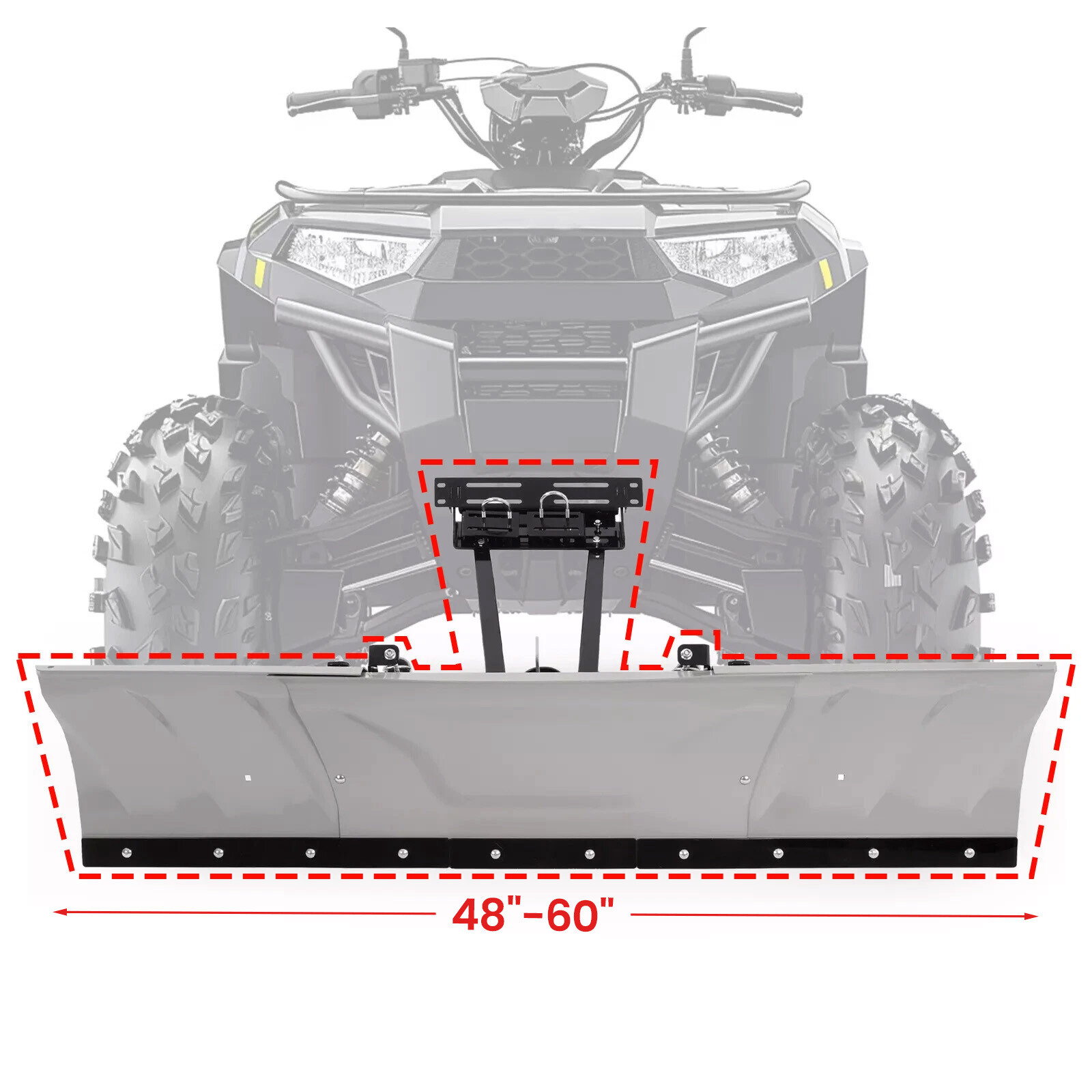 New Universal For ATV Steel Adjustable 48″-60″ Snow Plow Blade Kit Black + Gray