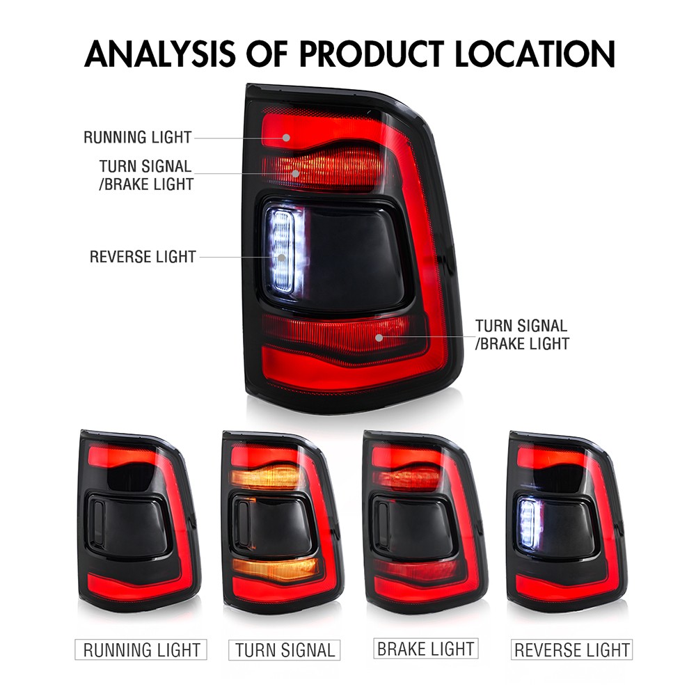 Full LED Tail Light For Dodge RAM 1500 2019 2020 2021 2022 2023 2024 Rear Lamp