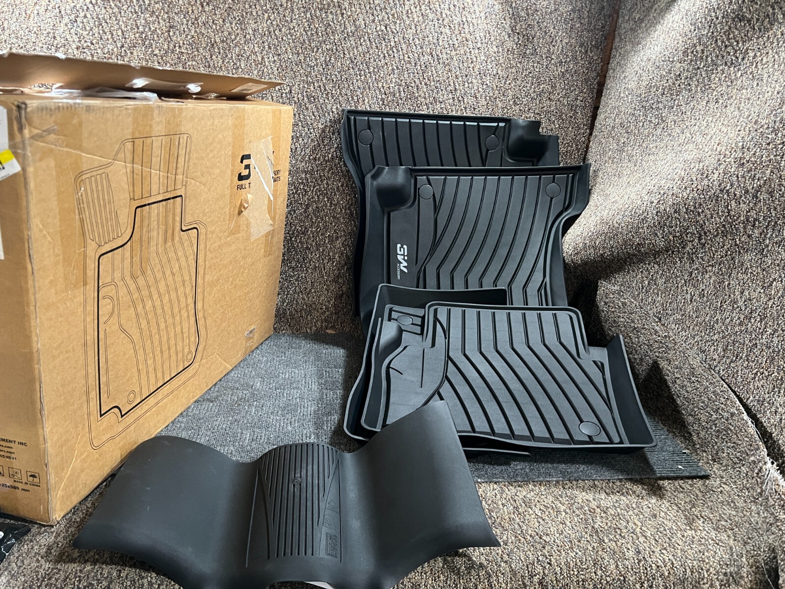 3W 21012-1-2 TPE Floor Mat Black for 2016-2019 Mercedes Benz E-Class