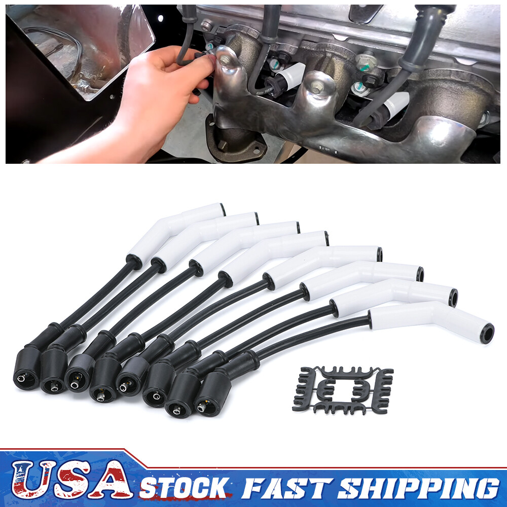 For LS GM Gen LS3 LS4 LS7 8mm Spark Plug Wires High Temp Ceramic 45 Degree Ends
