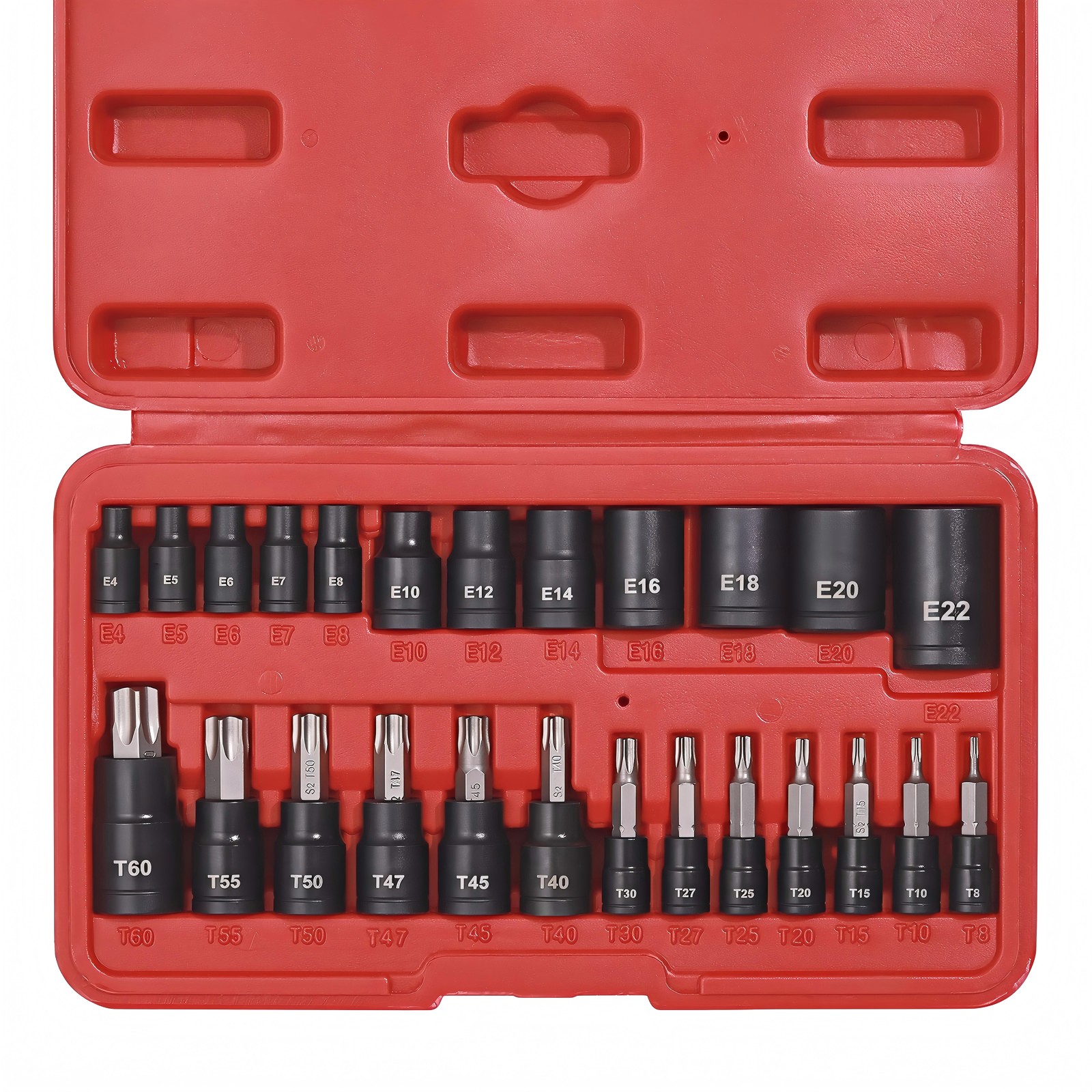 25PACK Torx Bit Socket and External Socket Set 13 T8-T60 & Female E-Torx Sockets