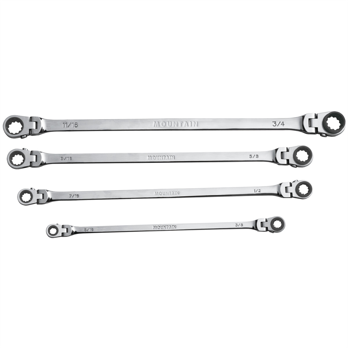 Mountain RF7 Extra Long Flexible Ratcheting Wrench Set 90 Tooth with Tray